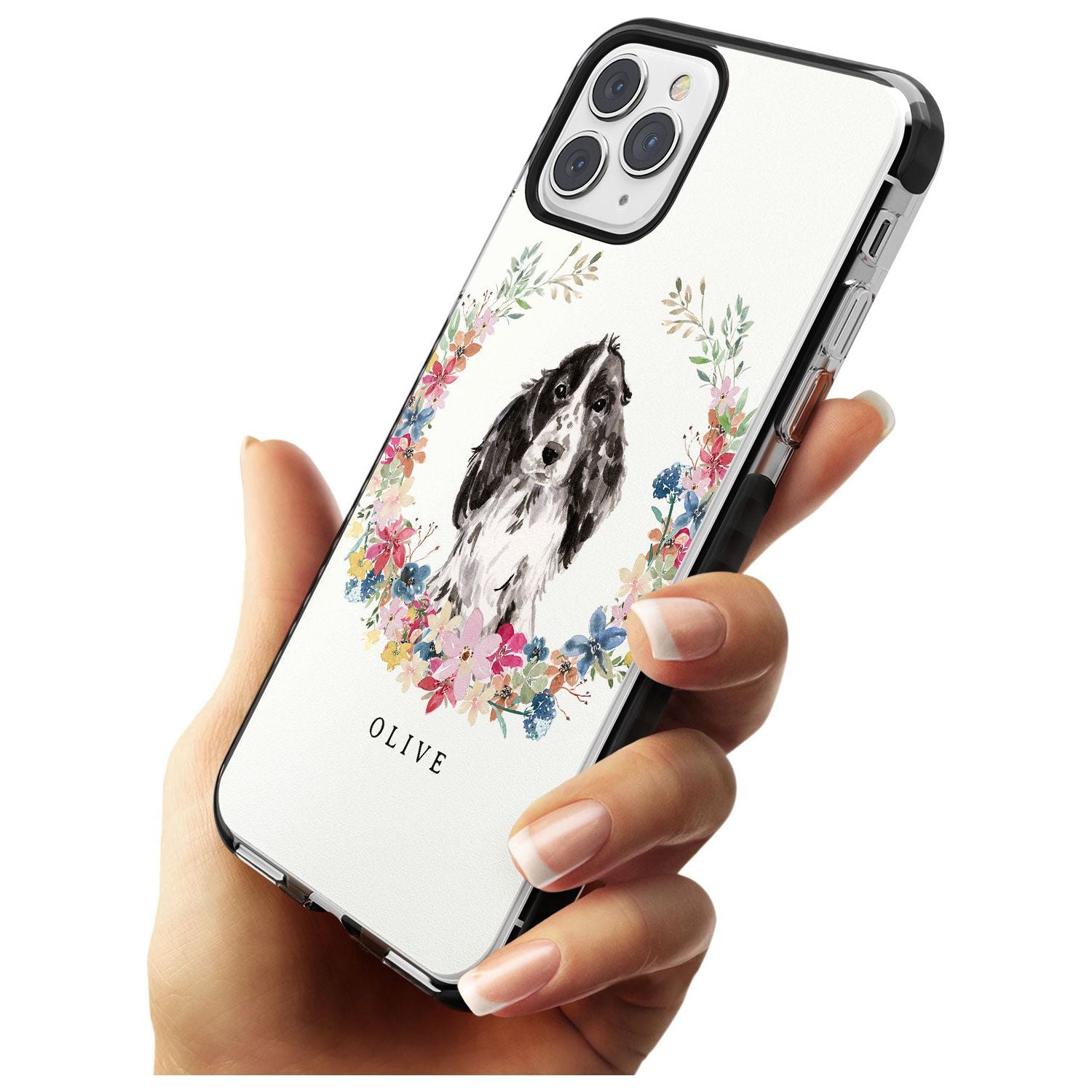Black Cocker Spaniel - Watercolour Dog Portrait Black Impact Phone Case for iPhone 11 Pro Max