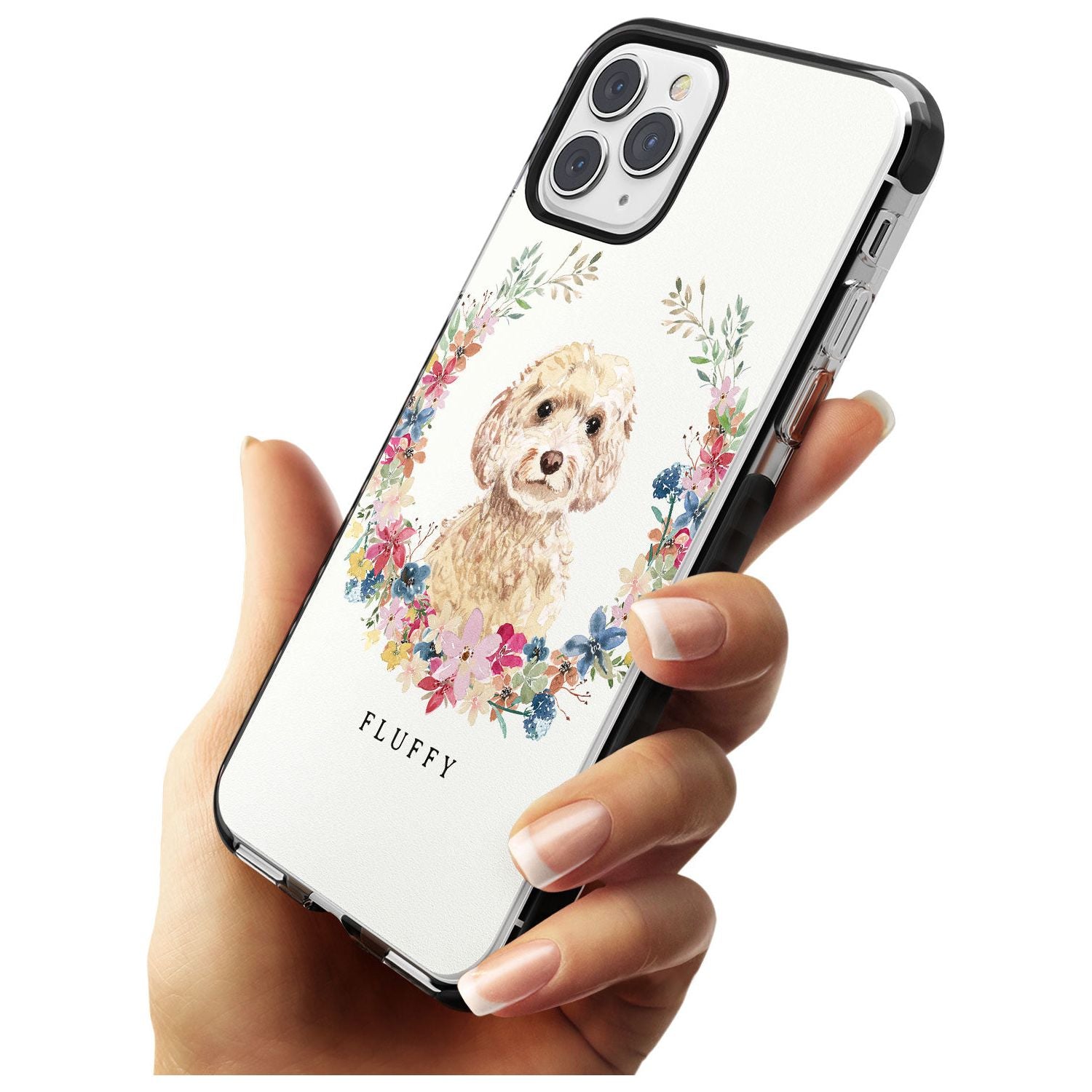 Champagne Cockapoo - Watercolour Dog Portrait Black Impact Phone Case for iPhone 11 Pro Max