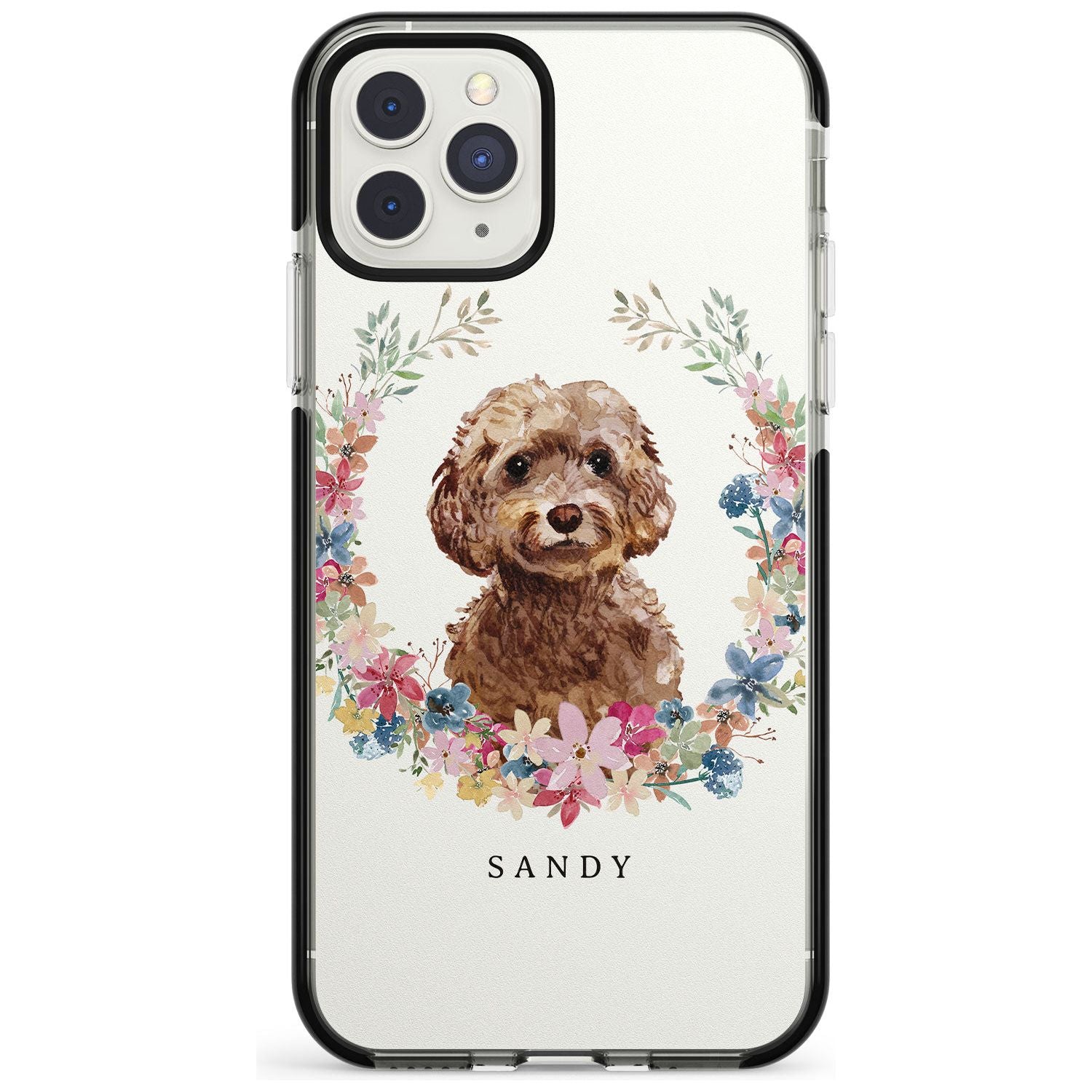 Brown Cockapoo - Watercolour Dog Portrait Black Impact Phone Case for iPhone 11 Pro Max