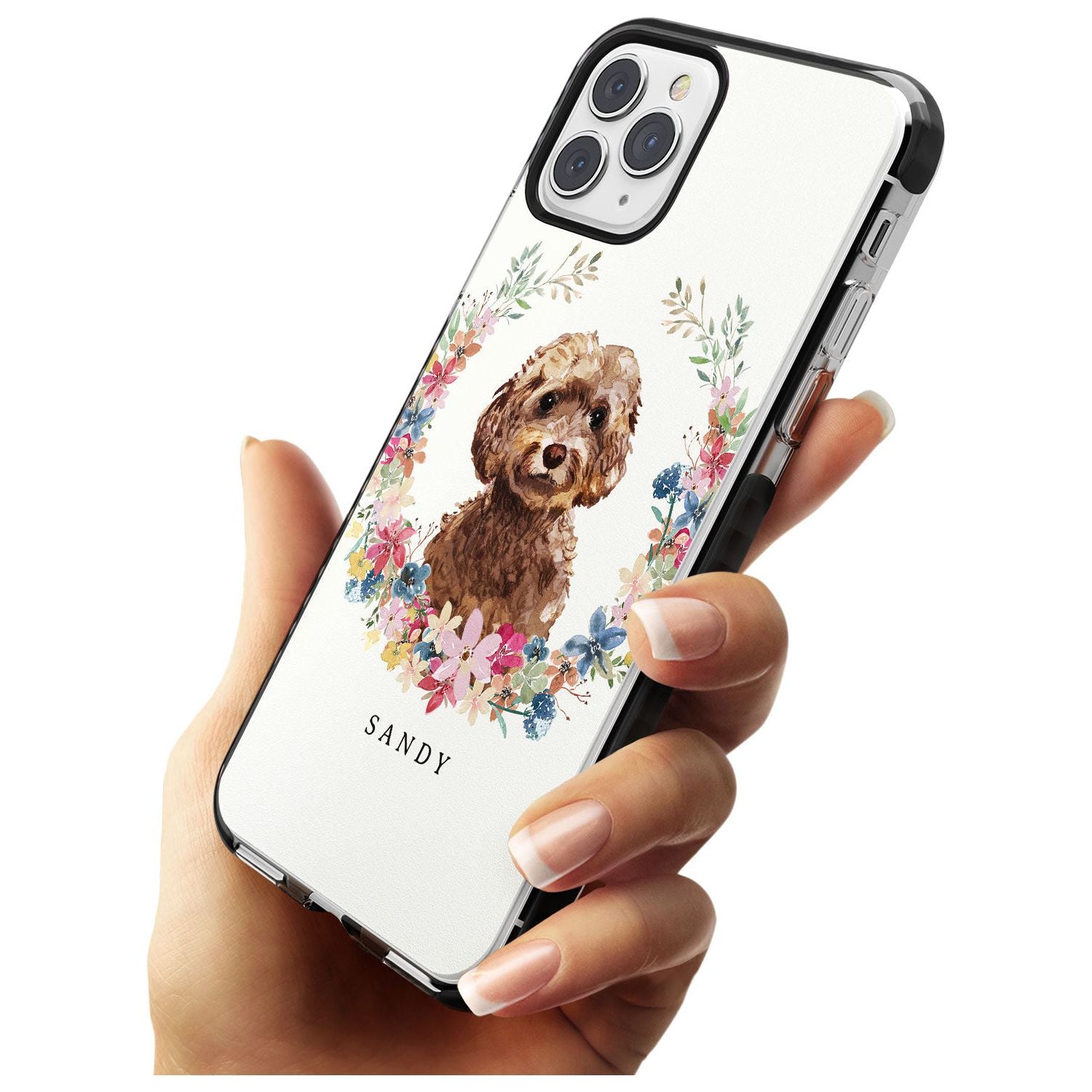 Brown Cockapoo - Watercolour Dog Portrait Black Impact Phone Case for iPhone 11 Pro Max