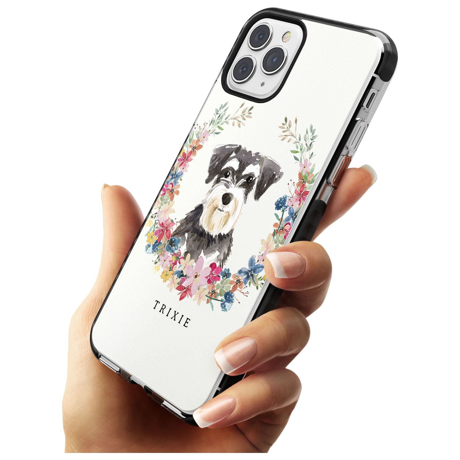 Miniature Schnauzer - Watercolour Dog Portrait Black Impact Phone Case for iPhone 11 Pro Max
