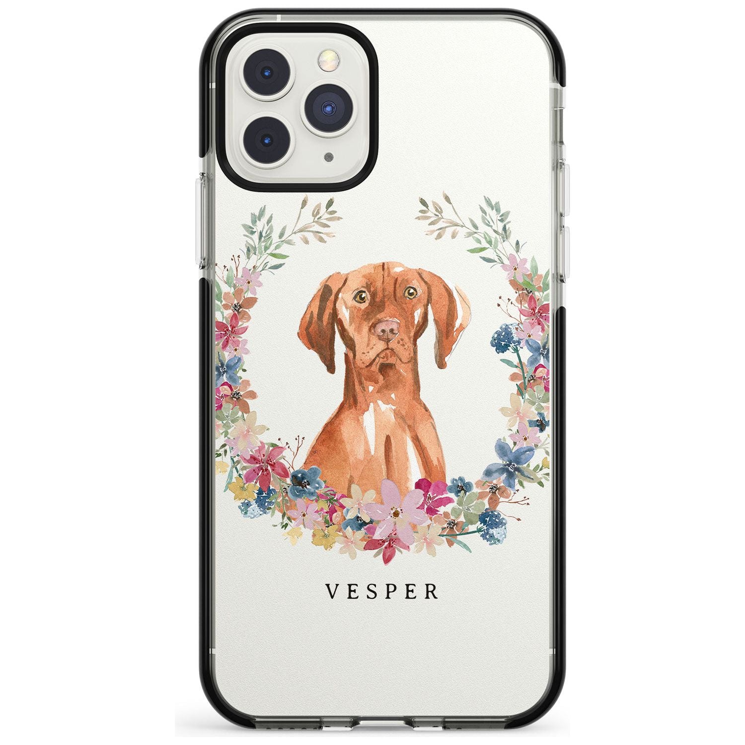 Hungarian Vizsla - Watercolour Dog Portrait Black Impact Phone Case for iPhone 11 Pro Max