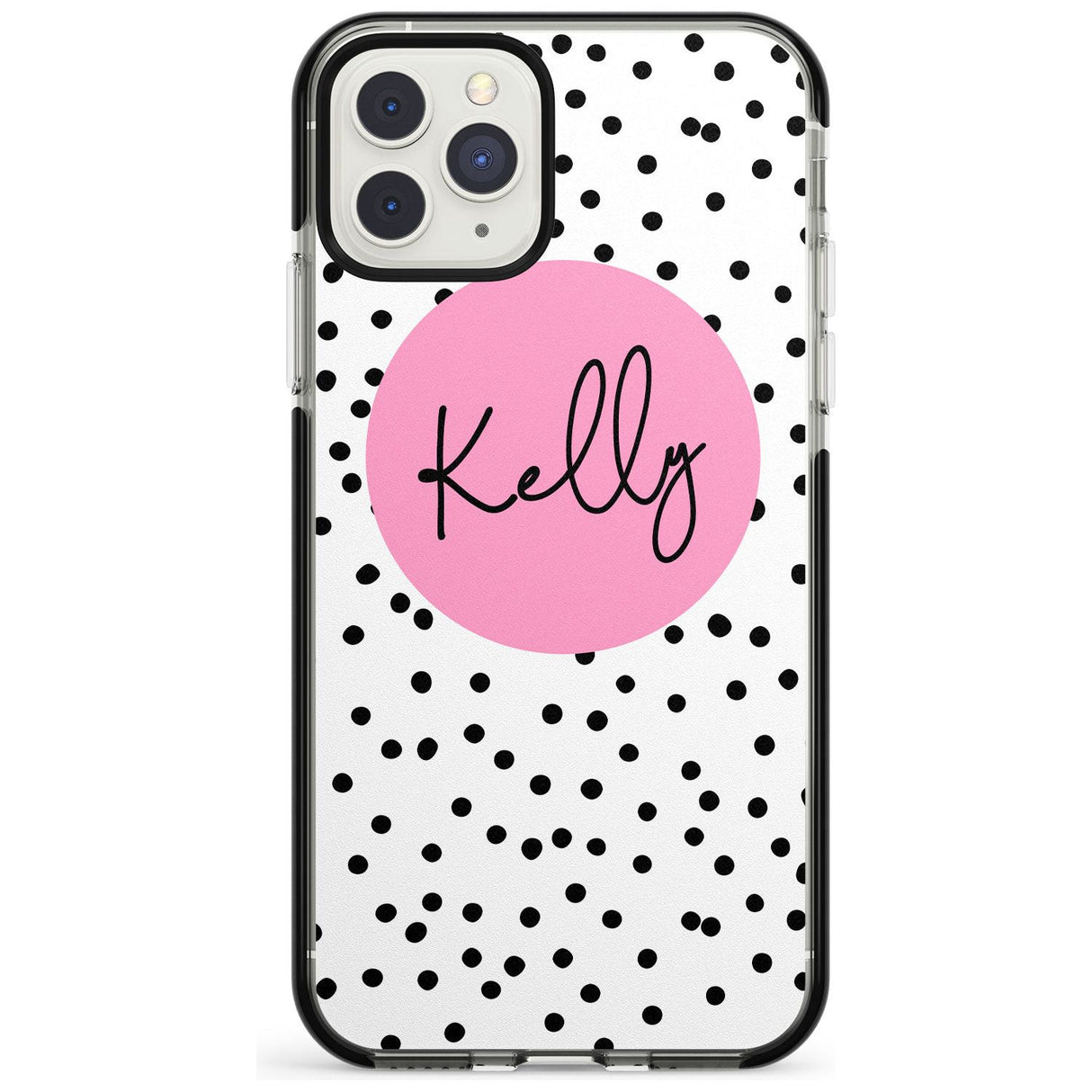 Pink Circle & Dots iPhone Case  Black Impact Custom Phone Case - Case Warehouse