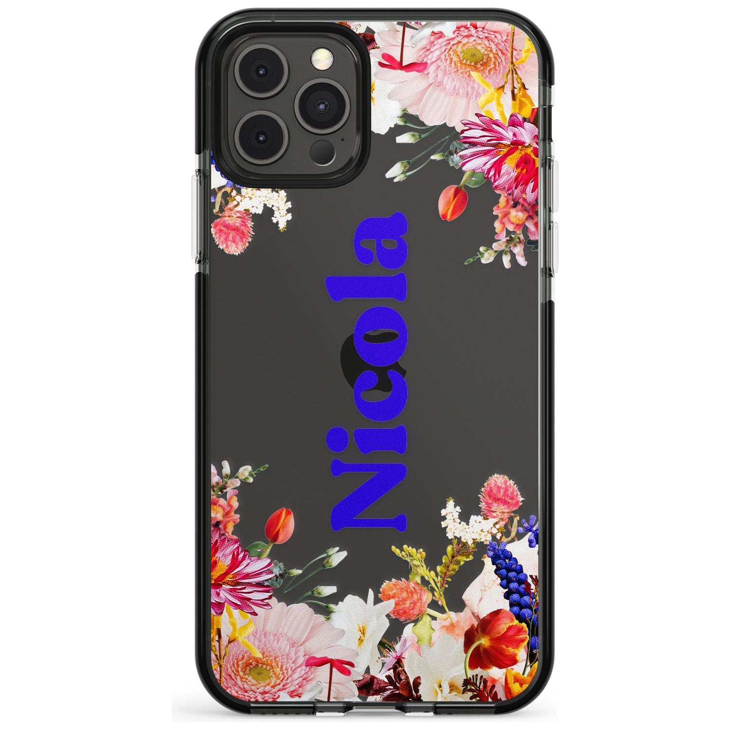 Custom Text with Floral Borders Pink Fade Impact Phone Case for iPhone 11
