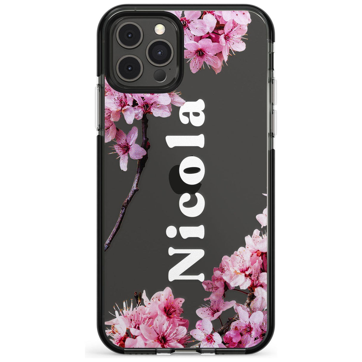 Cherry Blossoms with Custom Text Pink Fade Impact Phone Case for iPhone 11