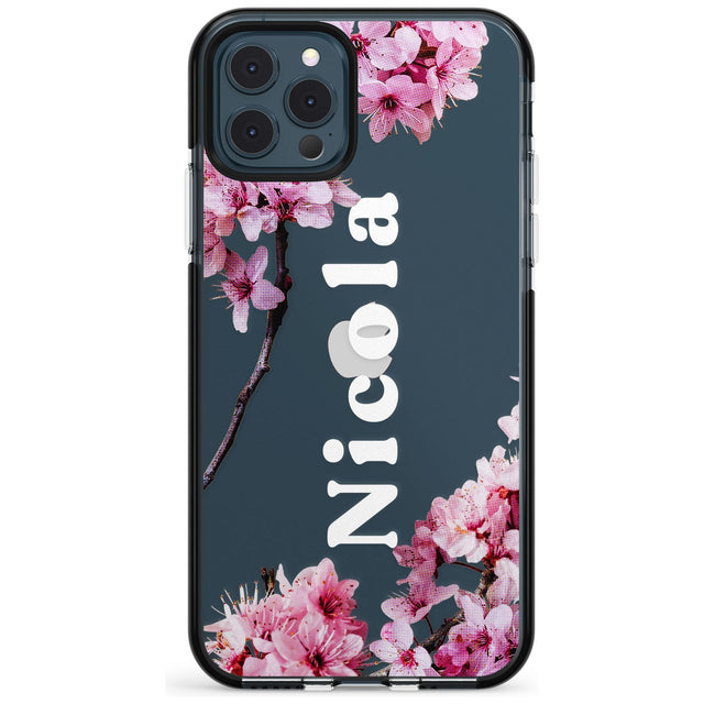 Cherry Blossoms with Custom Text Pink Fade Impact Phone Case for iPhone 11