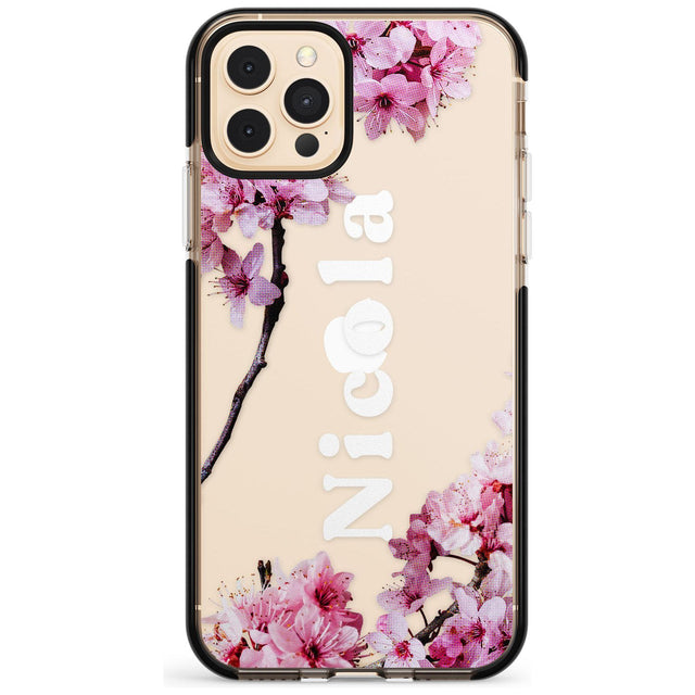 Cherry Blossoms with Custom Text Pink Fade Impact Phone Case for iPhone 11