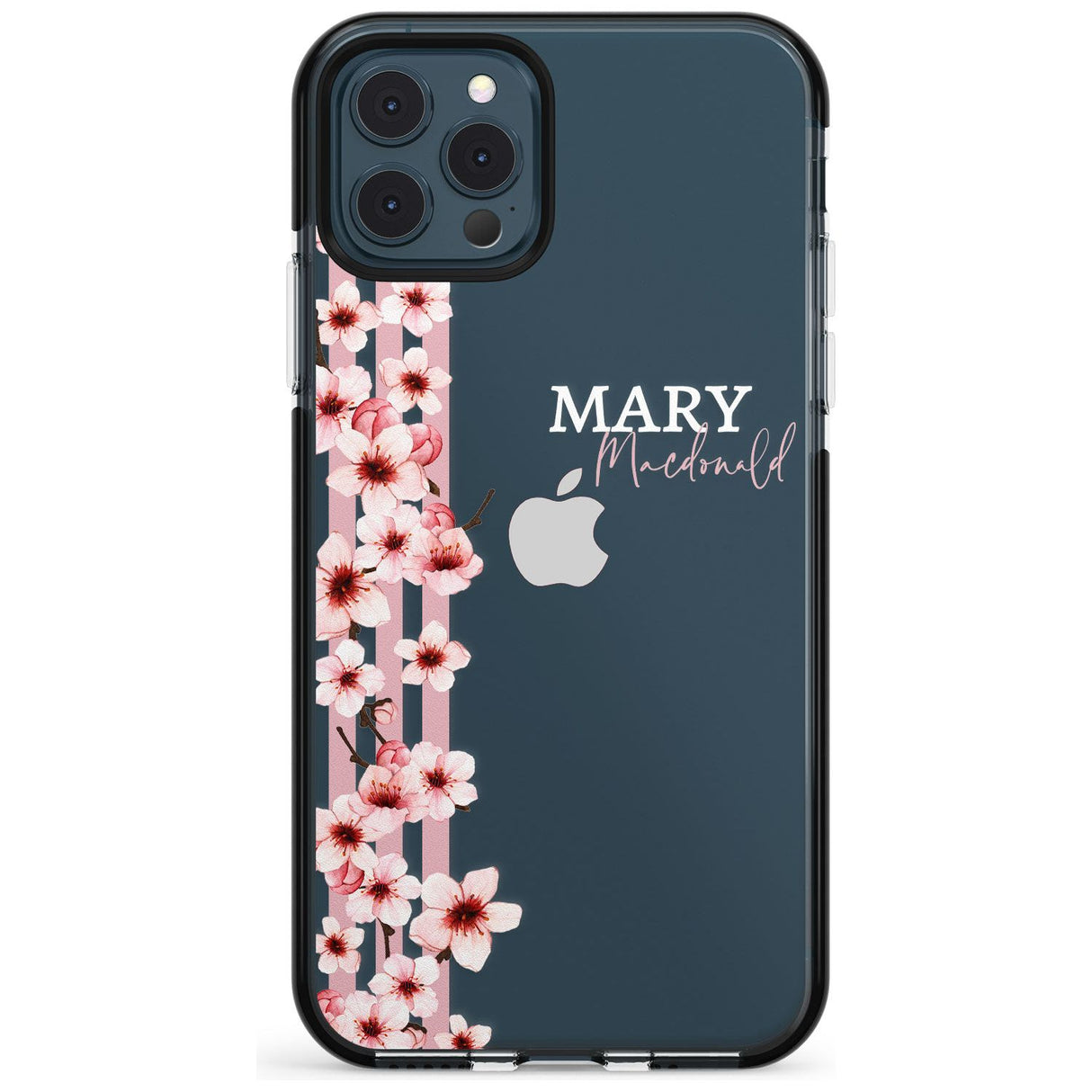 Cherry Blossoms & Stripes Transparent  Pink Fade Impact Phone Case for iPhone 11