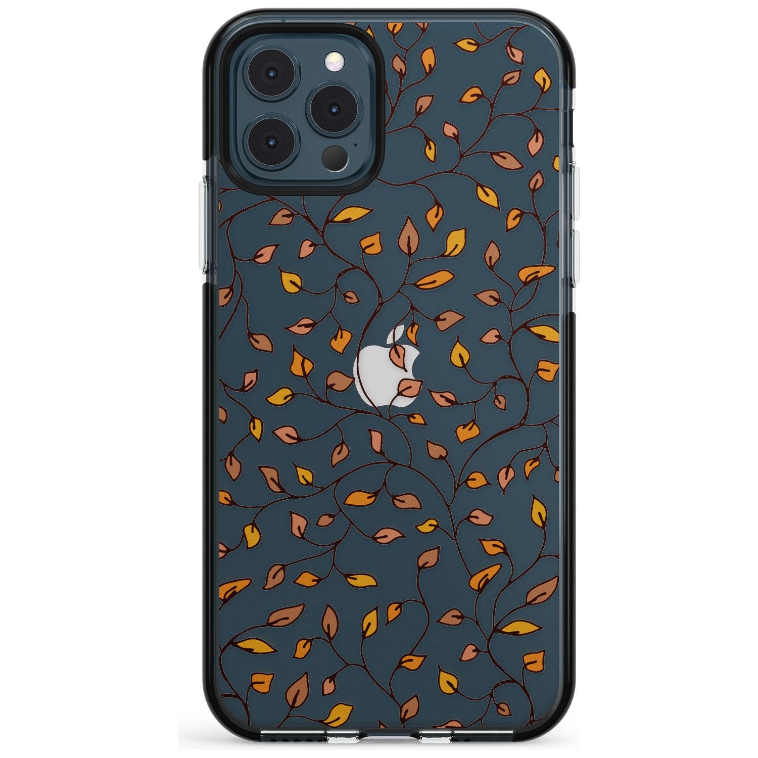 Personalised Autumn Leaves Pattern Black Impact Phone Case for iPhone 11