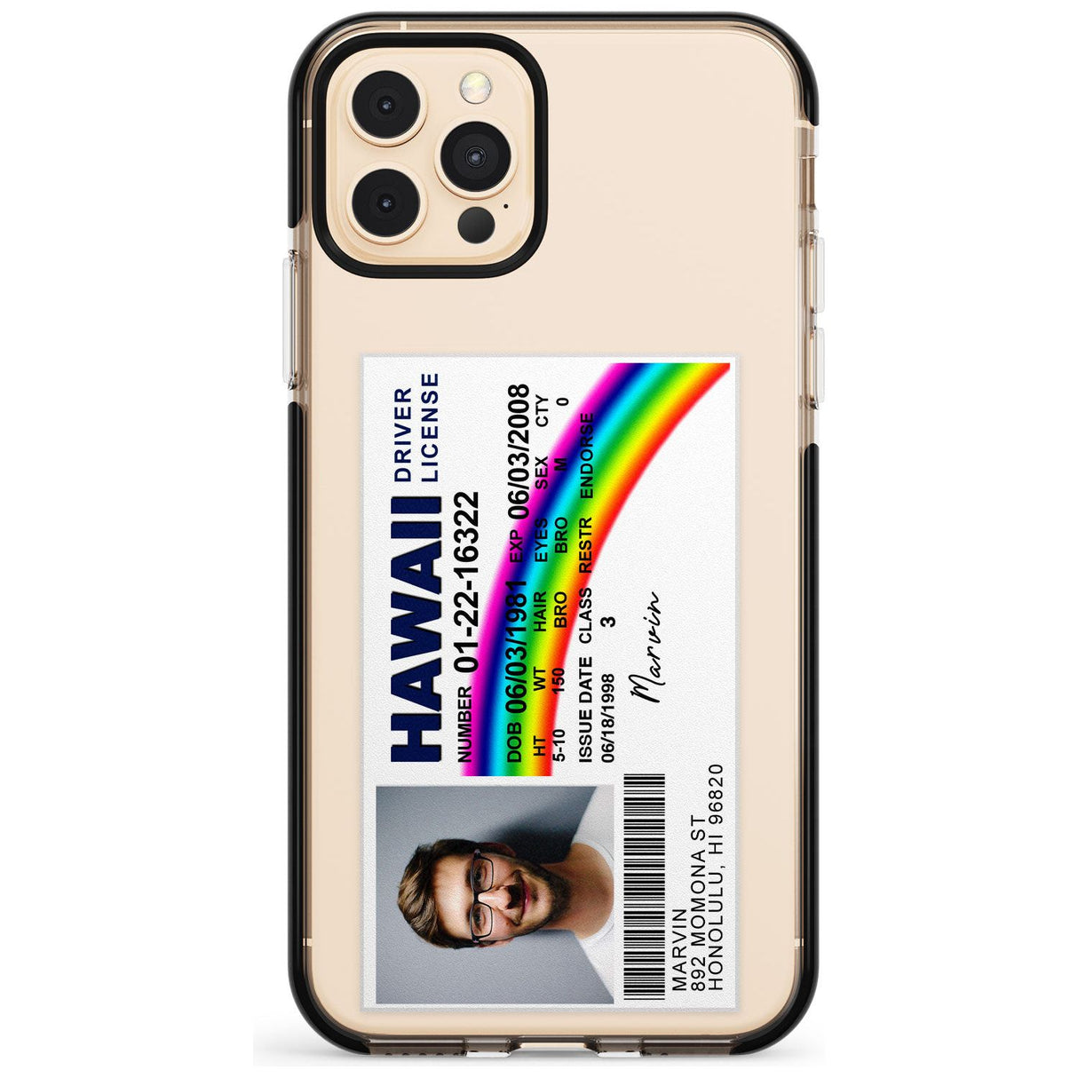 Personalised Hawaii Driving License Black Impact Phone Case for iPhone 11