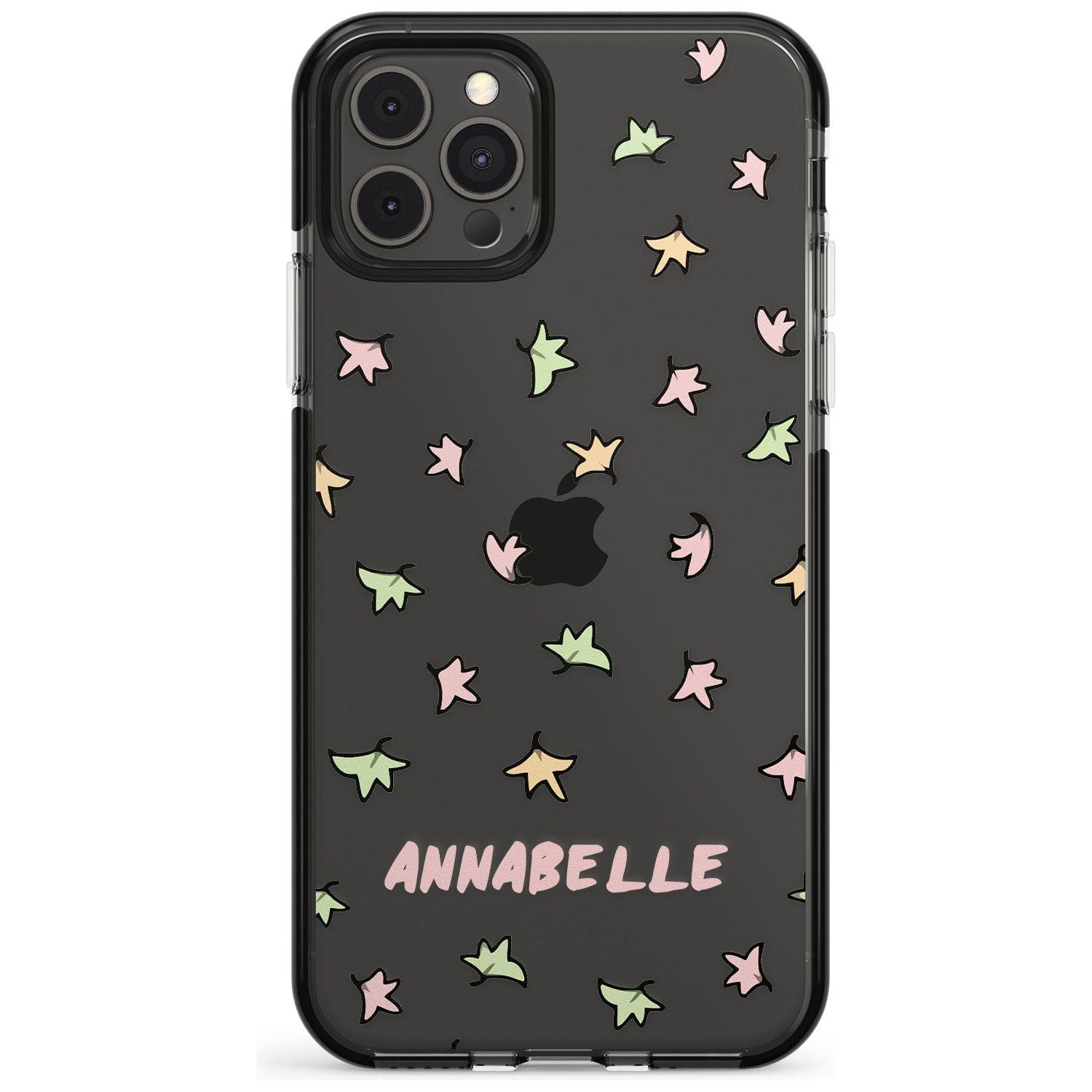 Personalised Custom Leaves Pattern Black Impact Phone Case for iPhone 11