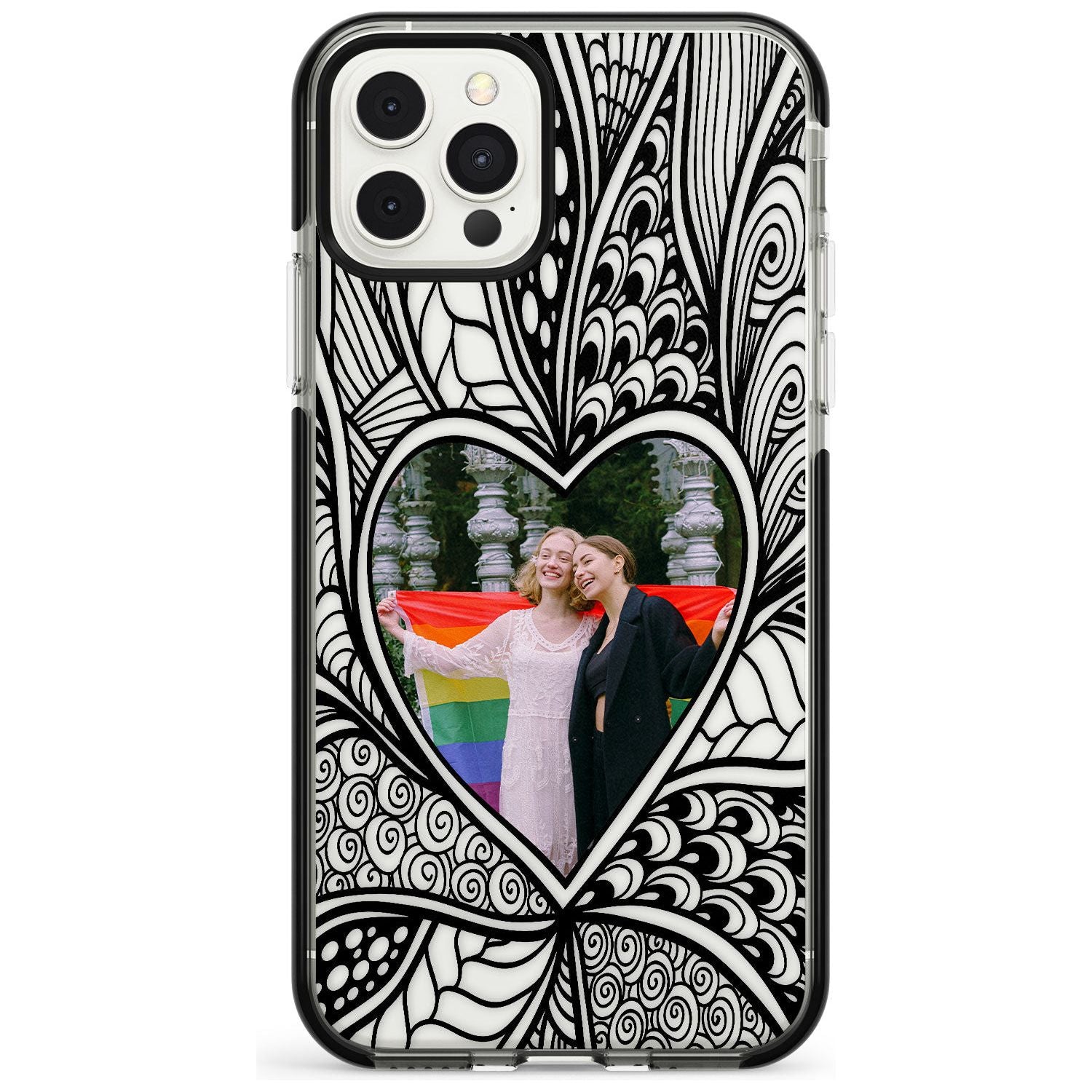 Personalised Henna Heart Photo Case Black Impact Phone Case for iPhone 11