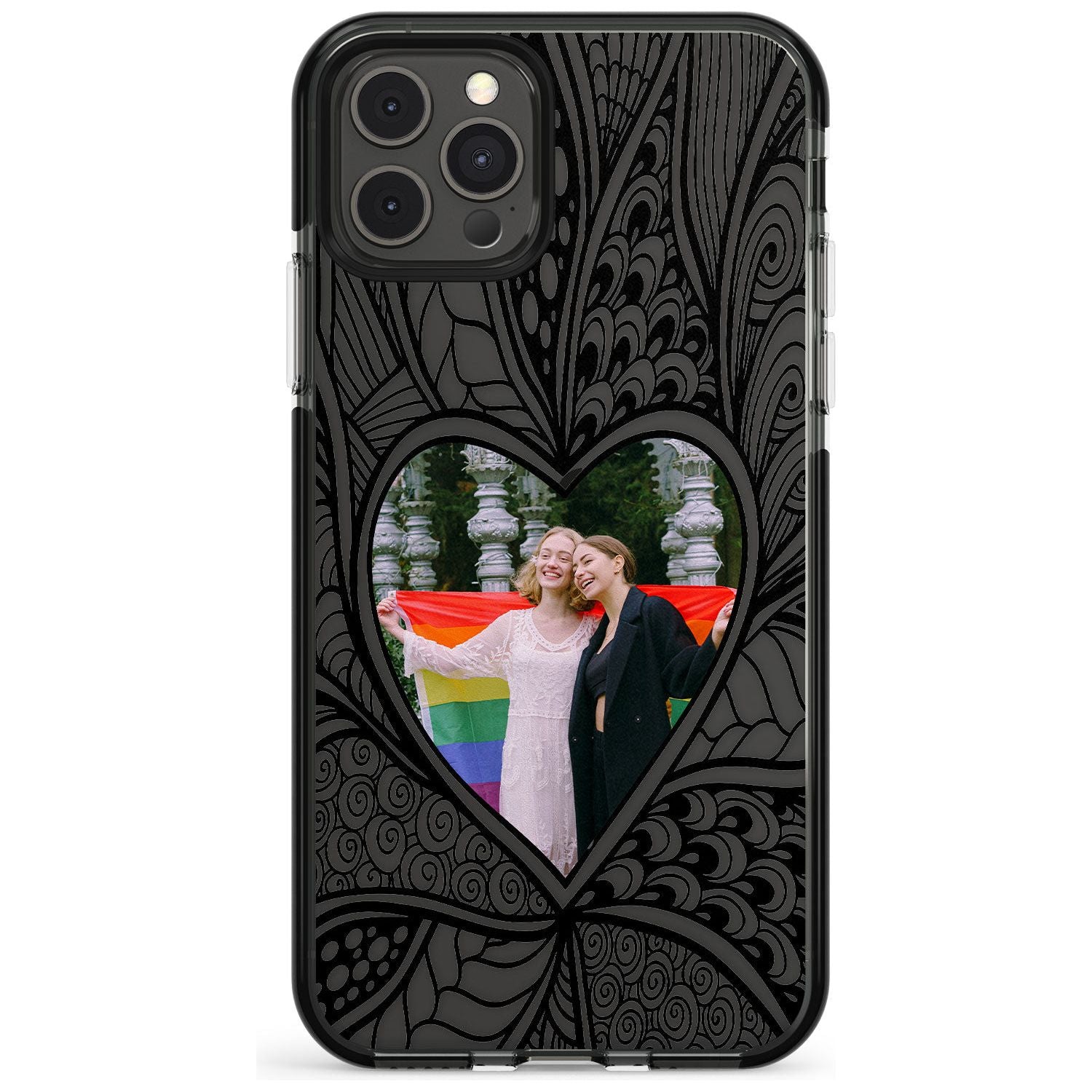 Personalised Henna Heart Photo Case Black Impact Phone Case for iPhone 11