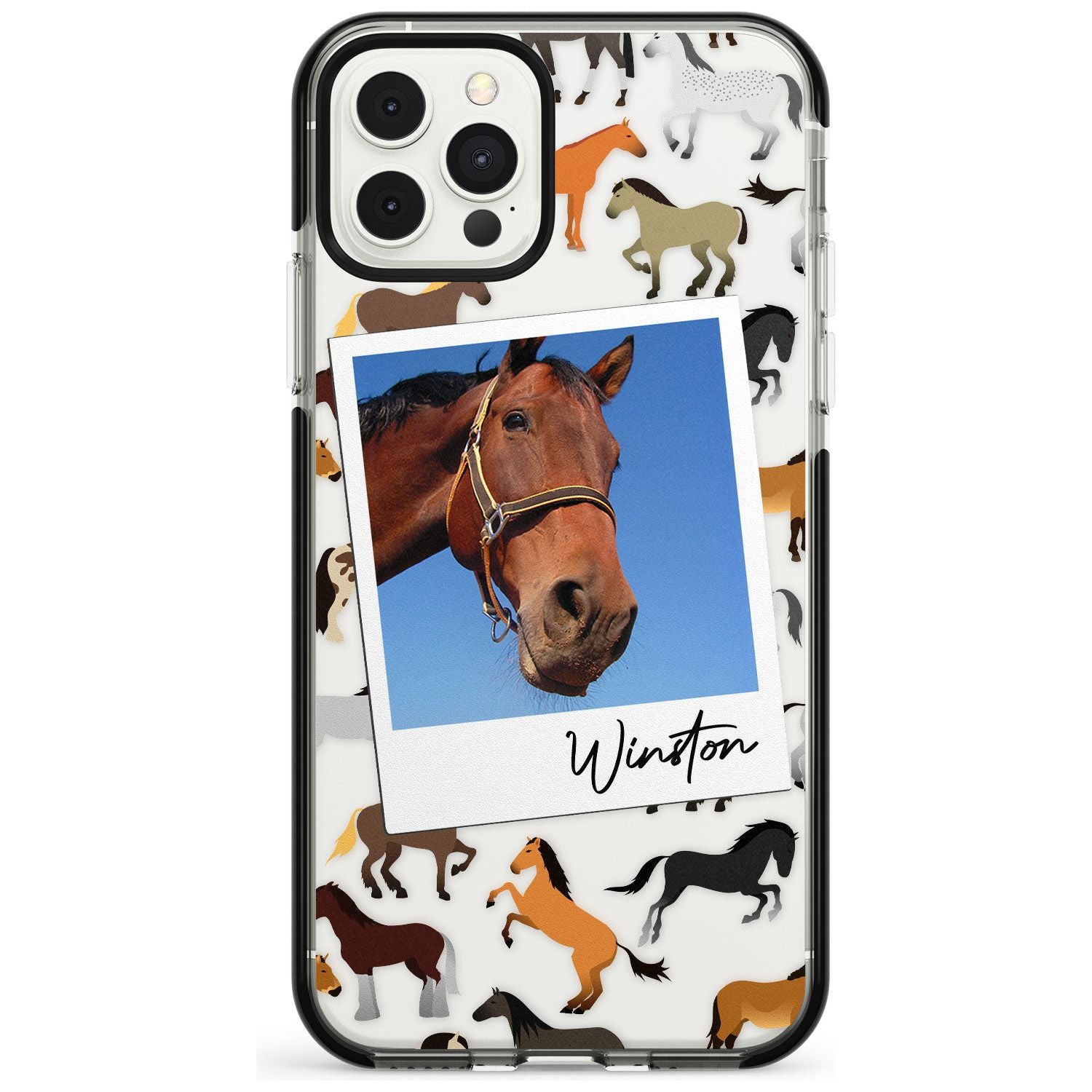 Personalised Horse Polaroid Black Impact Phone Case for iPhone 11