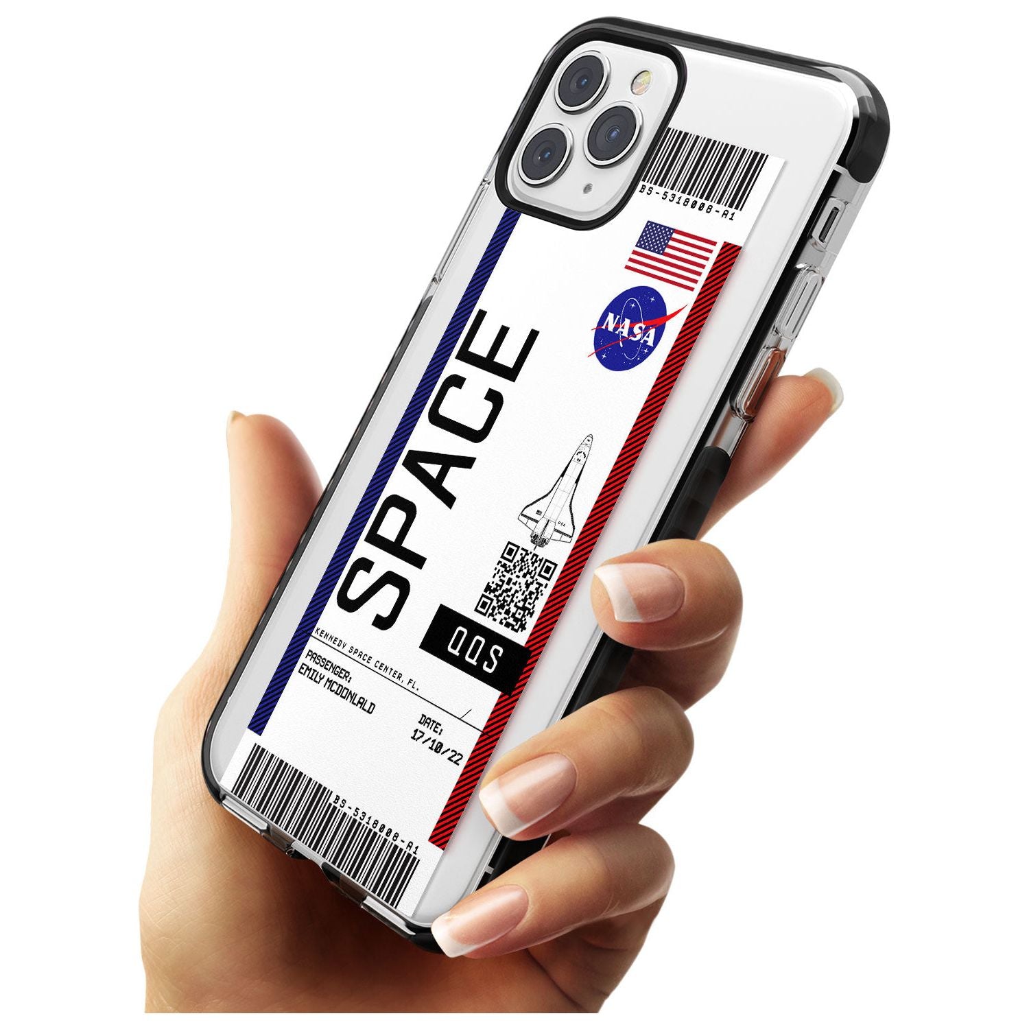 Personalised NASA Boarding Pass (Light) Black Impact Phone Case for iPhone 11
