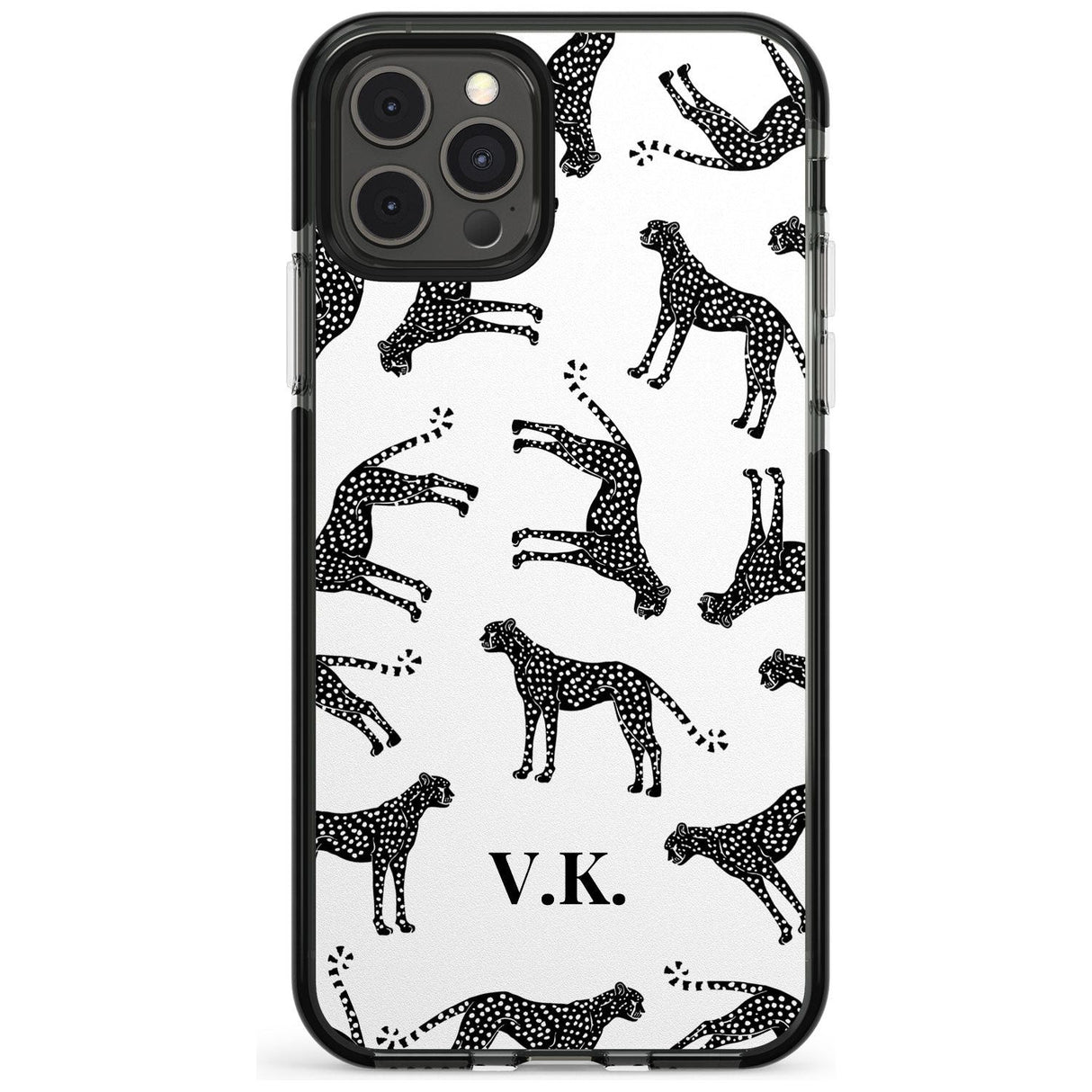 Personalised Cheetah Pattern: Black & White Pink Fade Impact Phone Case for iPhone 11