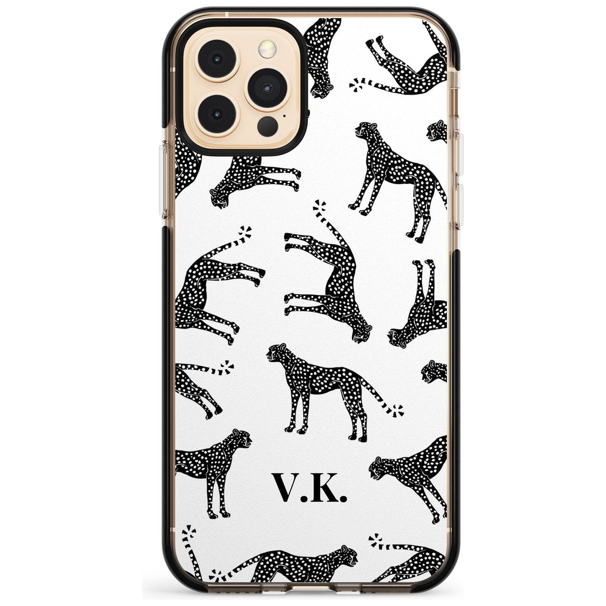 Personalised Cheetah Pattern: Black & White Pink Fade Impact Phone Case for iPhone 11