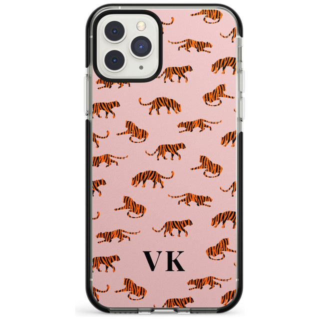 Safari Tiger Pattern on Pink iPhone Case  Black Impact Custom Phone Case - Case Warehouse