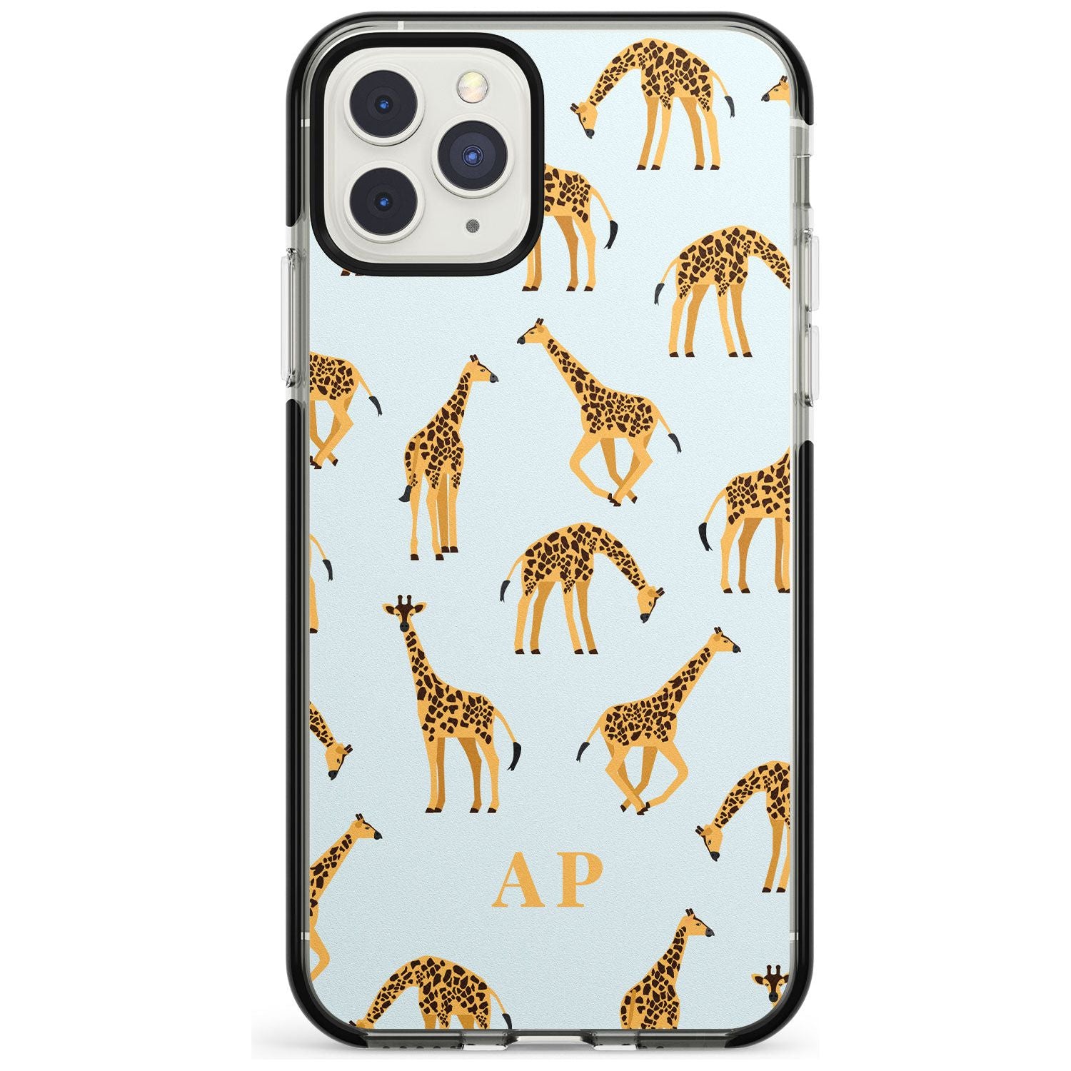 Safari Giraffe Pattern on Blue iPhone Case  Black Impact Custom Phone Case - Case Warehouse