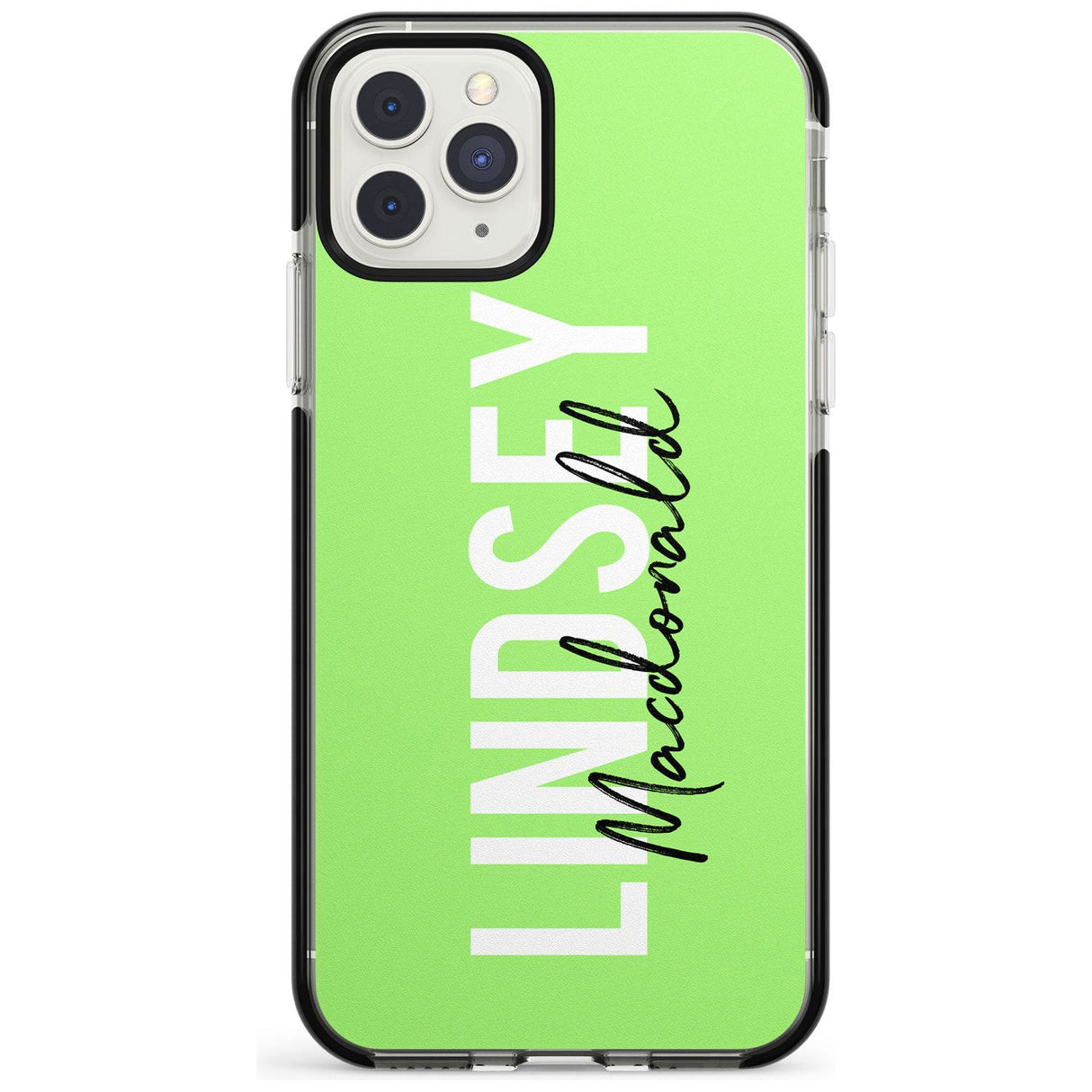 Bold Custom Name: Lime Black Impact Phone Case for iPhone 11 Pro Max