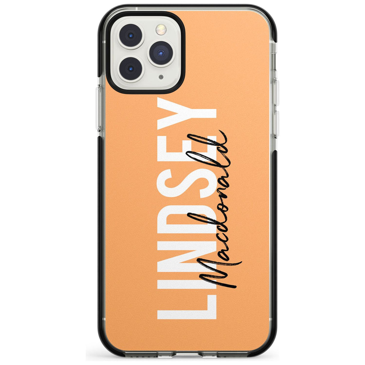 Bold Custom Name: Peach Black Impact Phone Case for iPhone 11 Pro Max