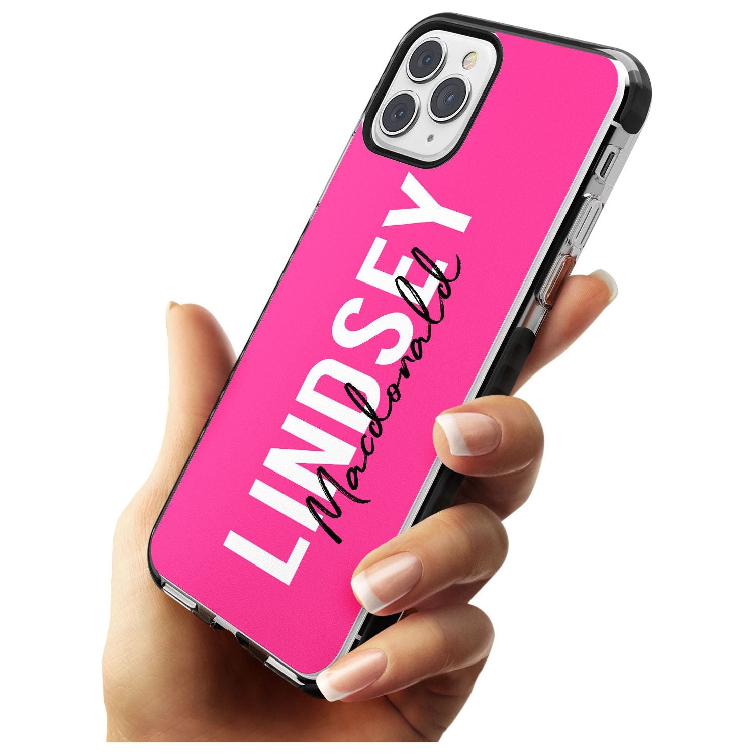 Bold Custom Name: Pink Black Impact Phone Case for iPhone 11 Pro Max