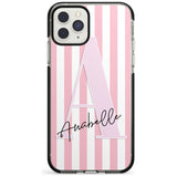 Pink Stripes & Large Monogram iPhone Case  Black Impact Custom Phone Case - Case Warehouse