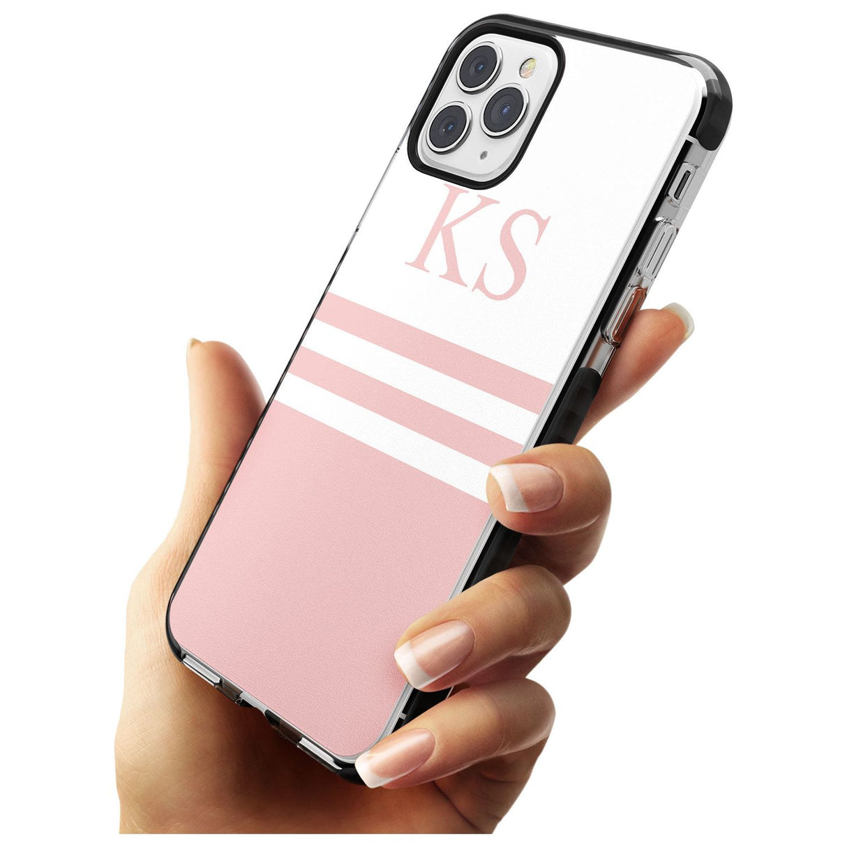 Minimal Pink Stripes & Initials iPhone Case   Custom Phone Case - Case Warehouse