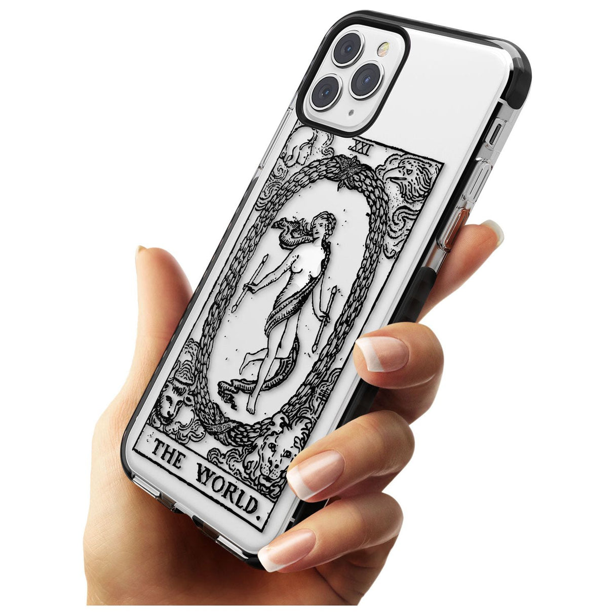 The World Tarot Card - Transparent Pink Fade Impact Phone Case for iPhone 11