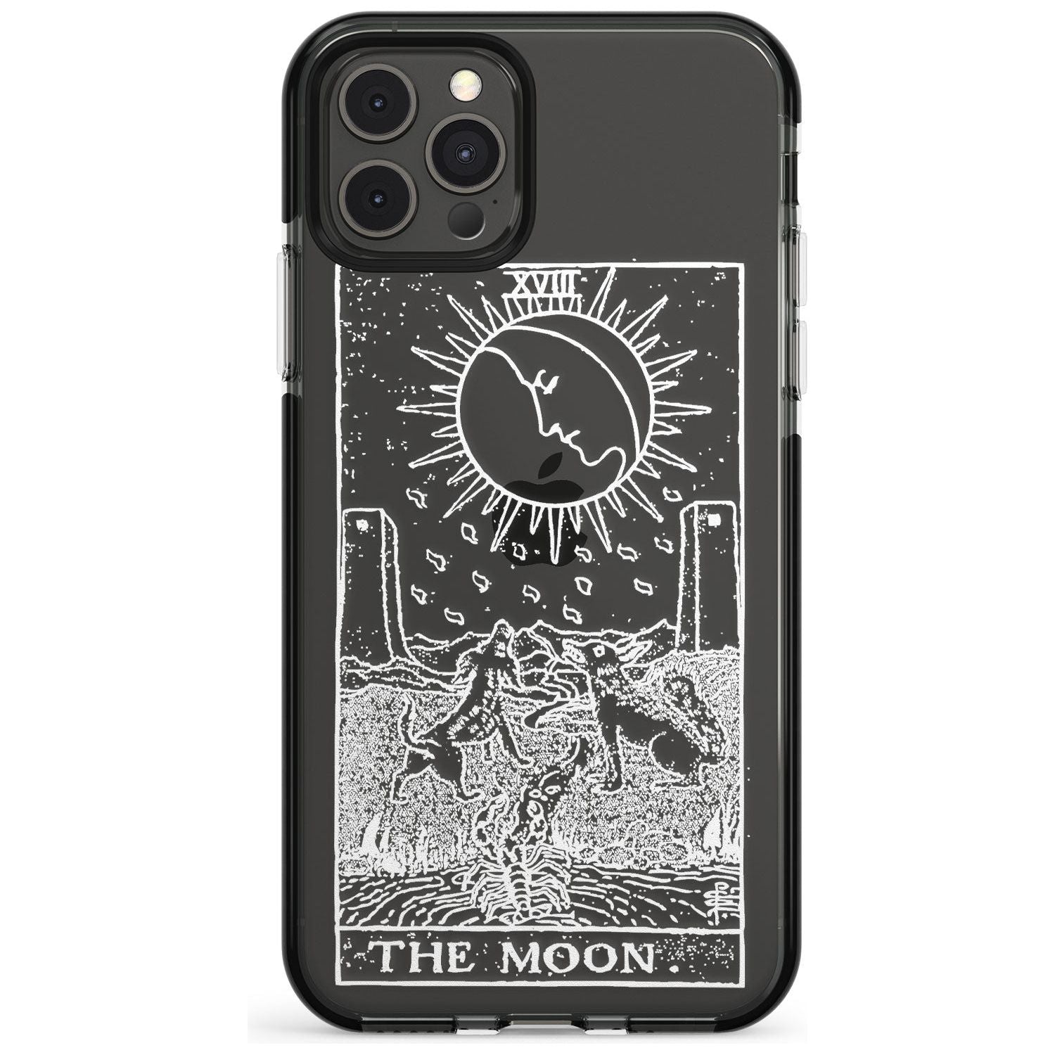 The Moon Tarot Card - White Transparent Pink Fade Impact Phone Case for iPhone 11