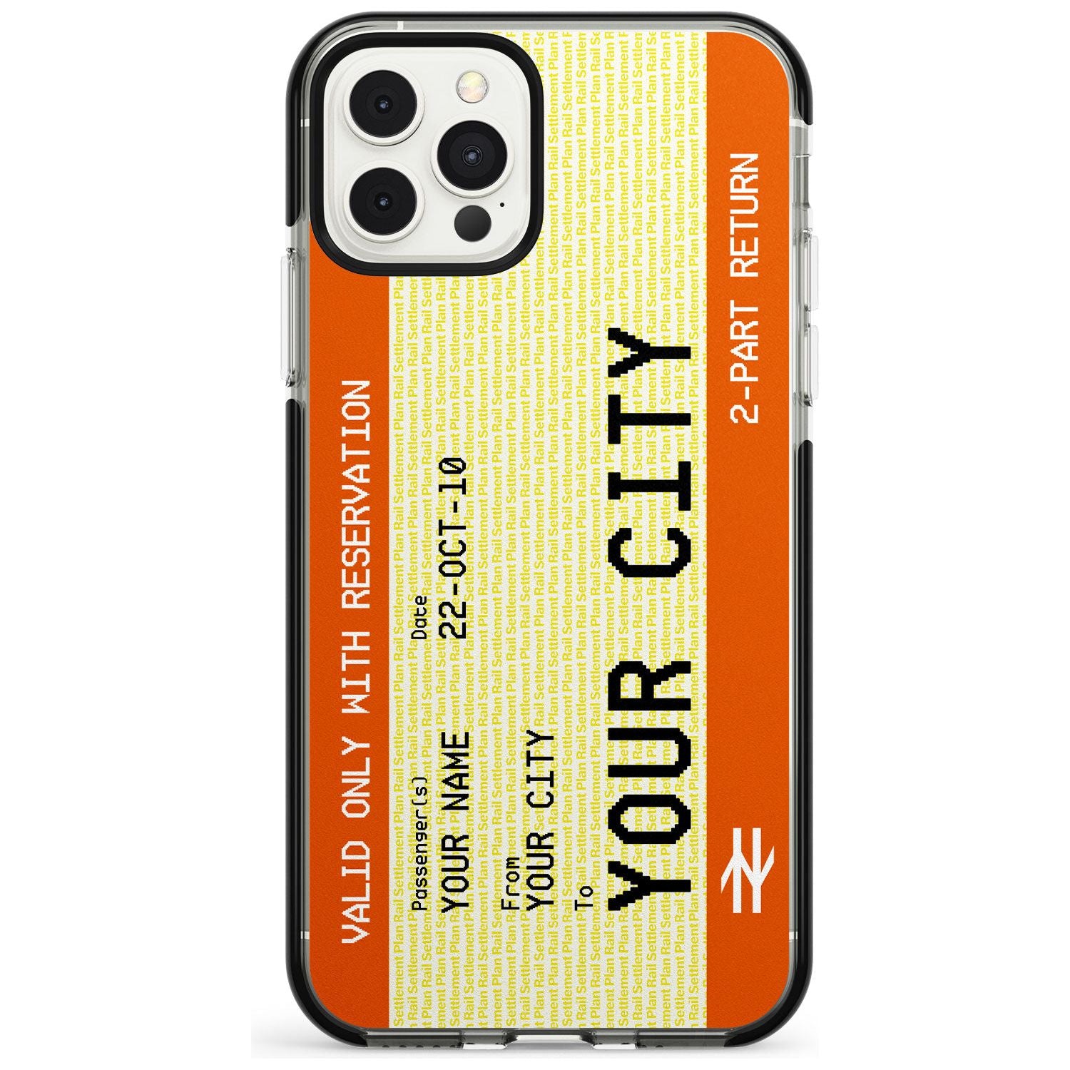 Personalised Create Your Own Train Ticket Black Impact Phone Case for iPhone 11