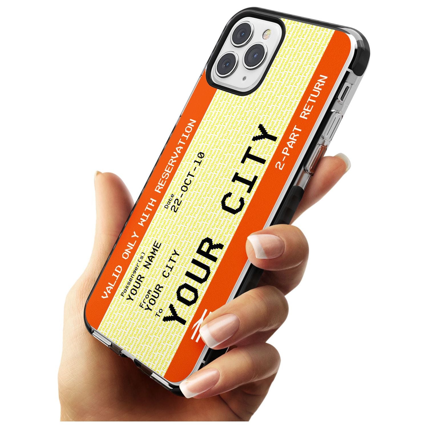 Personalised Create Your Own Train Ticket Black Impact Phone Case for iPhone 11