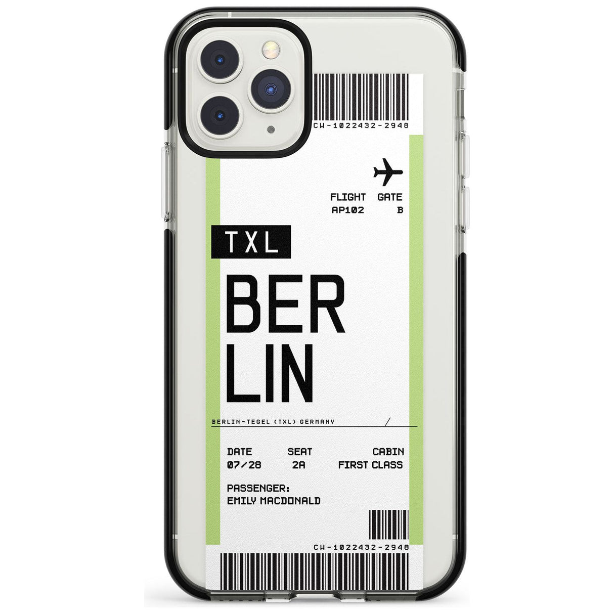 Berlin Boarding Pass iPhone Case  Black Impact Custom Phone Case - Case Warehouse