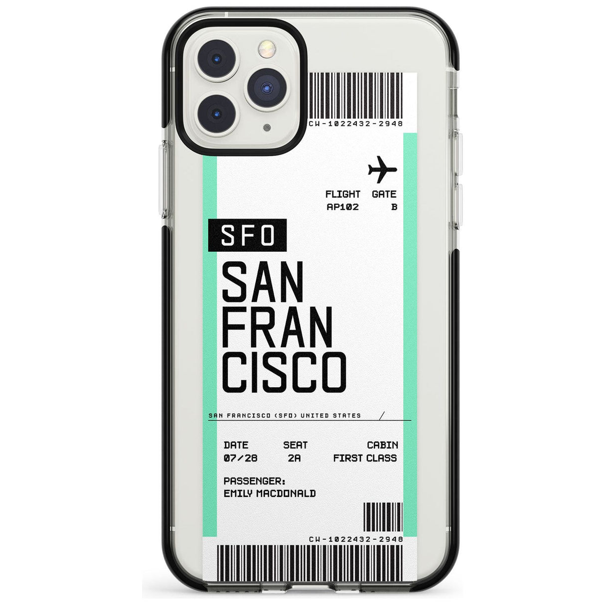 San Francisco Boarding Pass iPhone Case  Black Impact Custom Phone Case - Case Warehouse