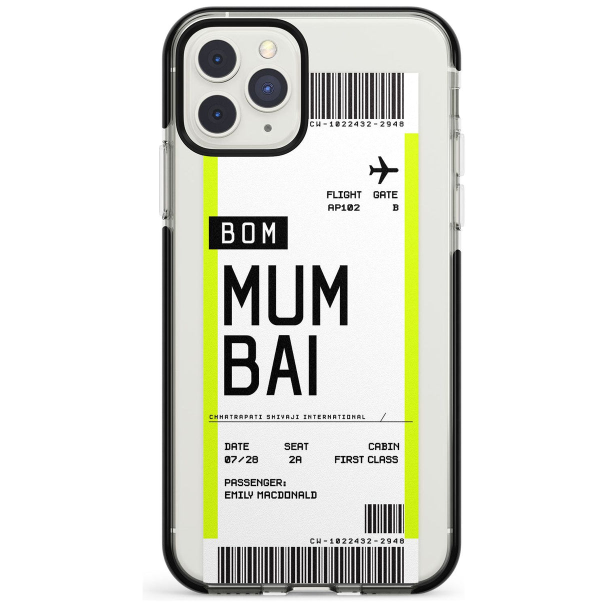 Mumbai Boarding Pass iPhone Case  Black Impact Custom Phone Case - Case Warehouse