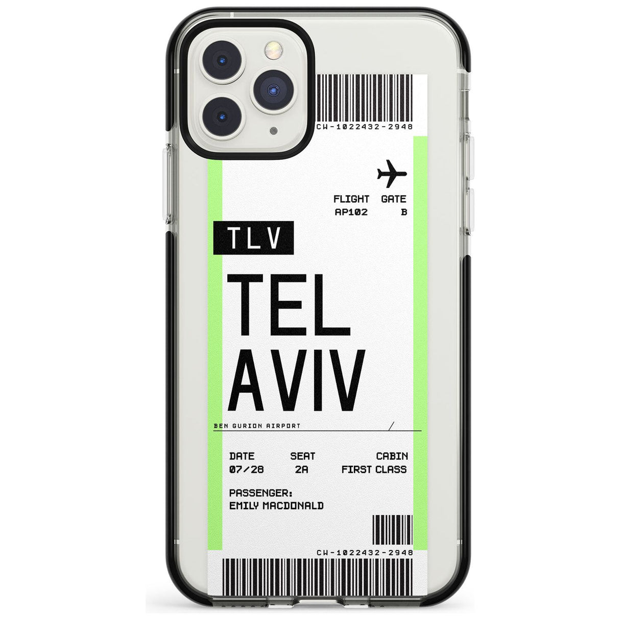 Tel Aviv Boarding Pass iPhone Case  Black Impact Custom Phone Case - Case Warehouse