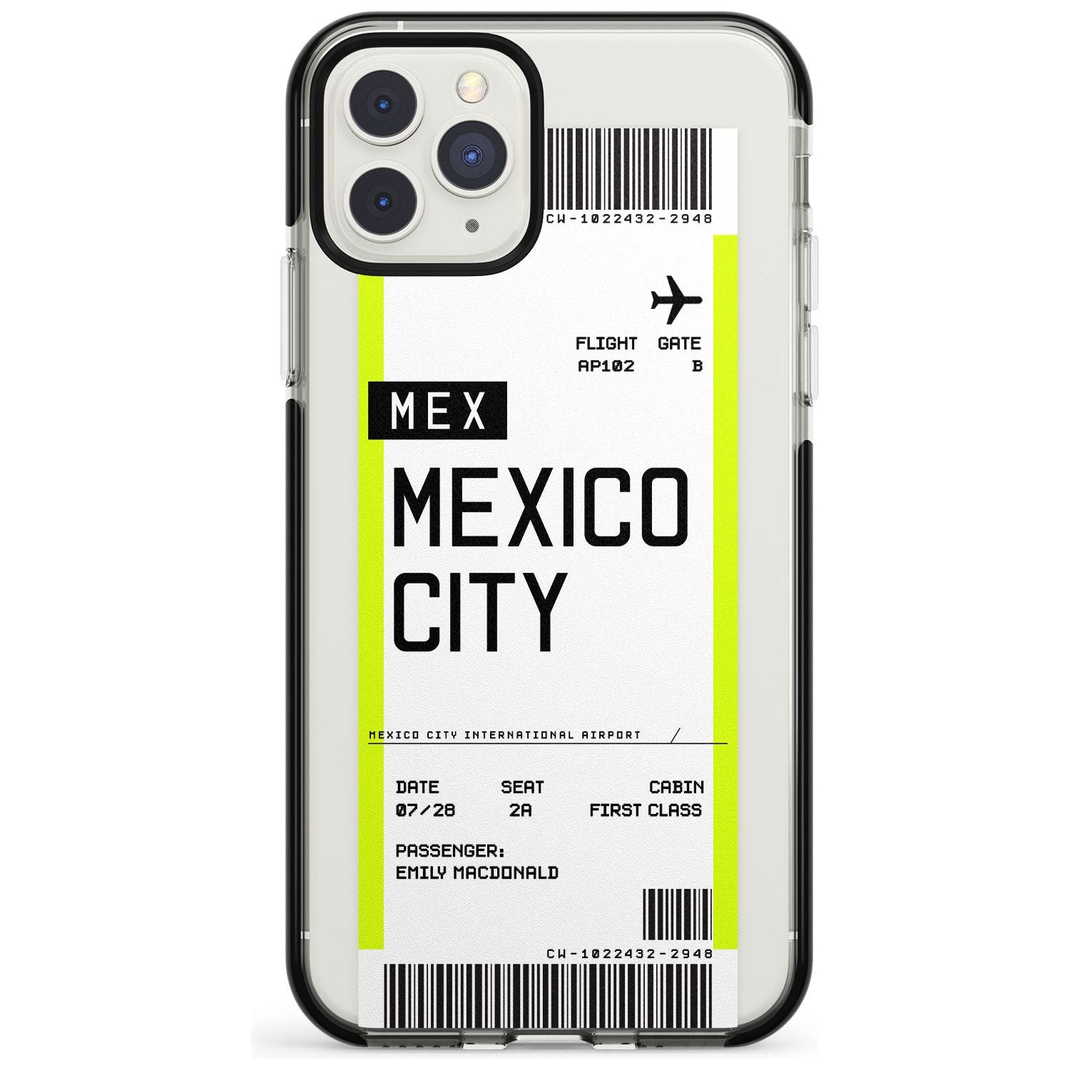 Mexico City Boarding Pass iPhone Case  Black Impact Custom Phone Case - Case Warehouse