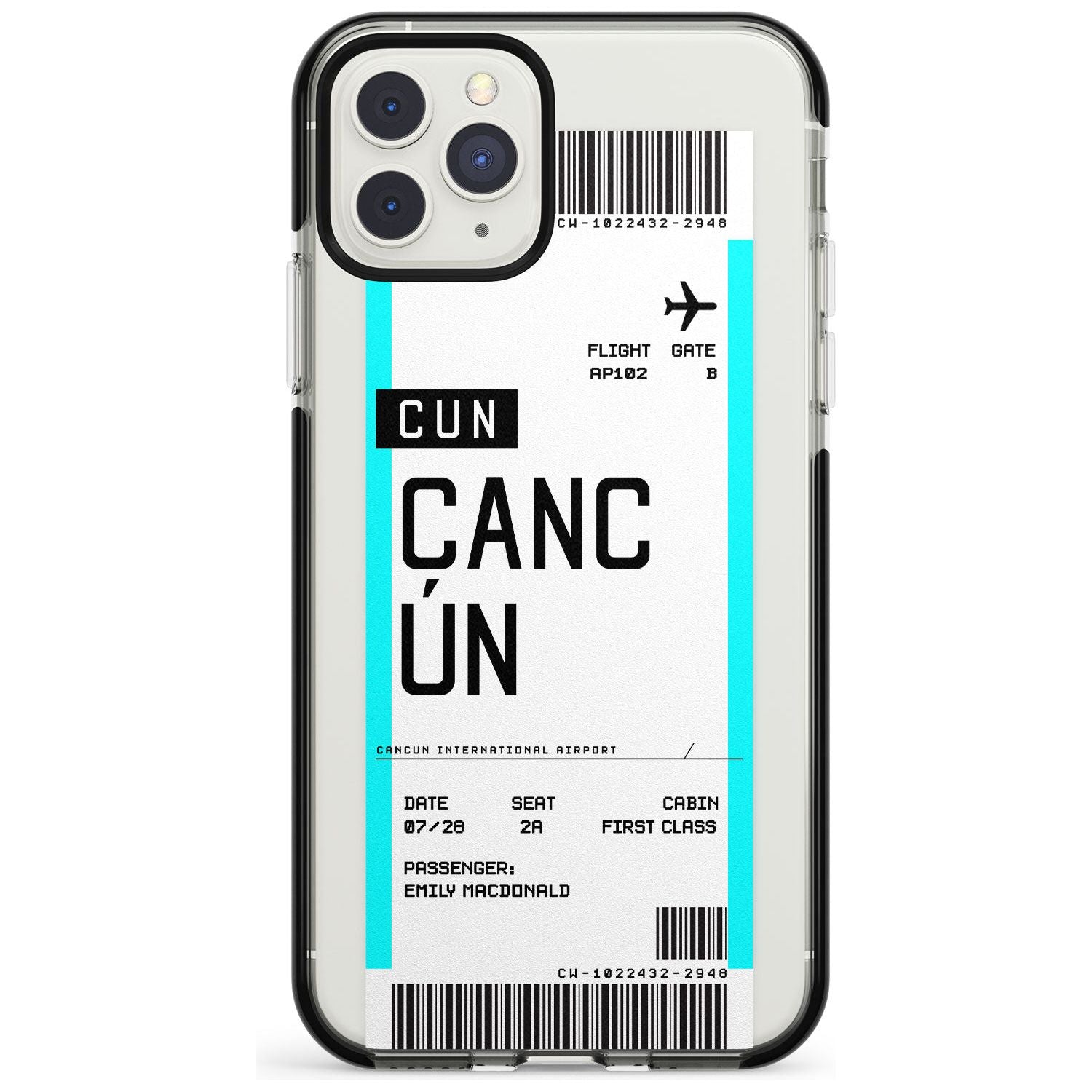 Cancún Boarding Pass iPhone Case  Black Impact Custom Phone Case - Case Warehouse
