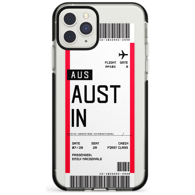 Austin Boarding Pass iPhone Case  Black Impact Custom Phone Case - Case Warehouse