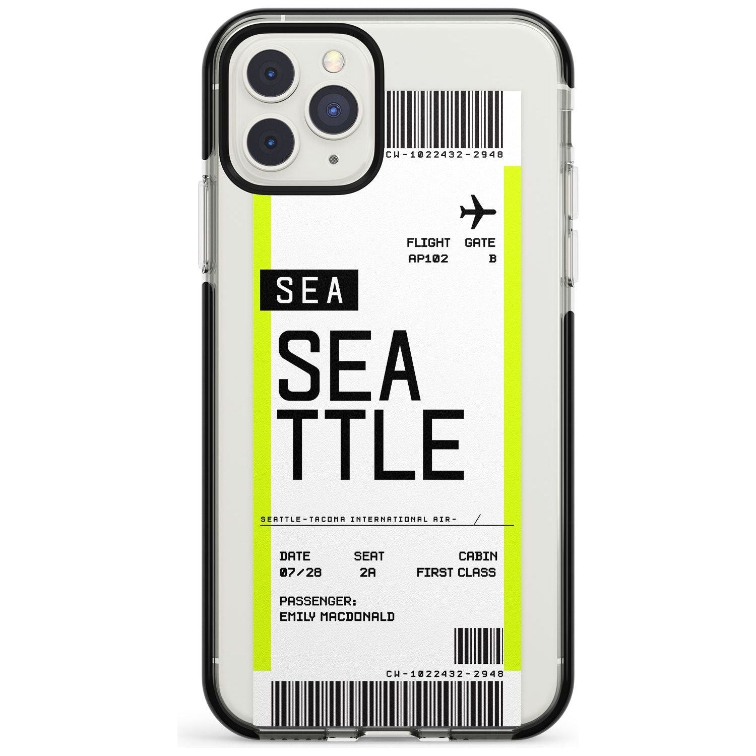 Seattle Boarding Pass iPhone Case  Black Impact Custom Phone Case - Case Warehouse