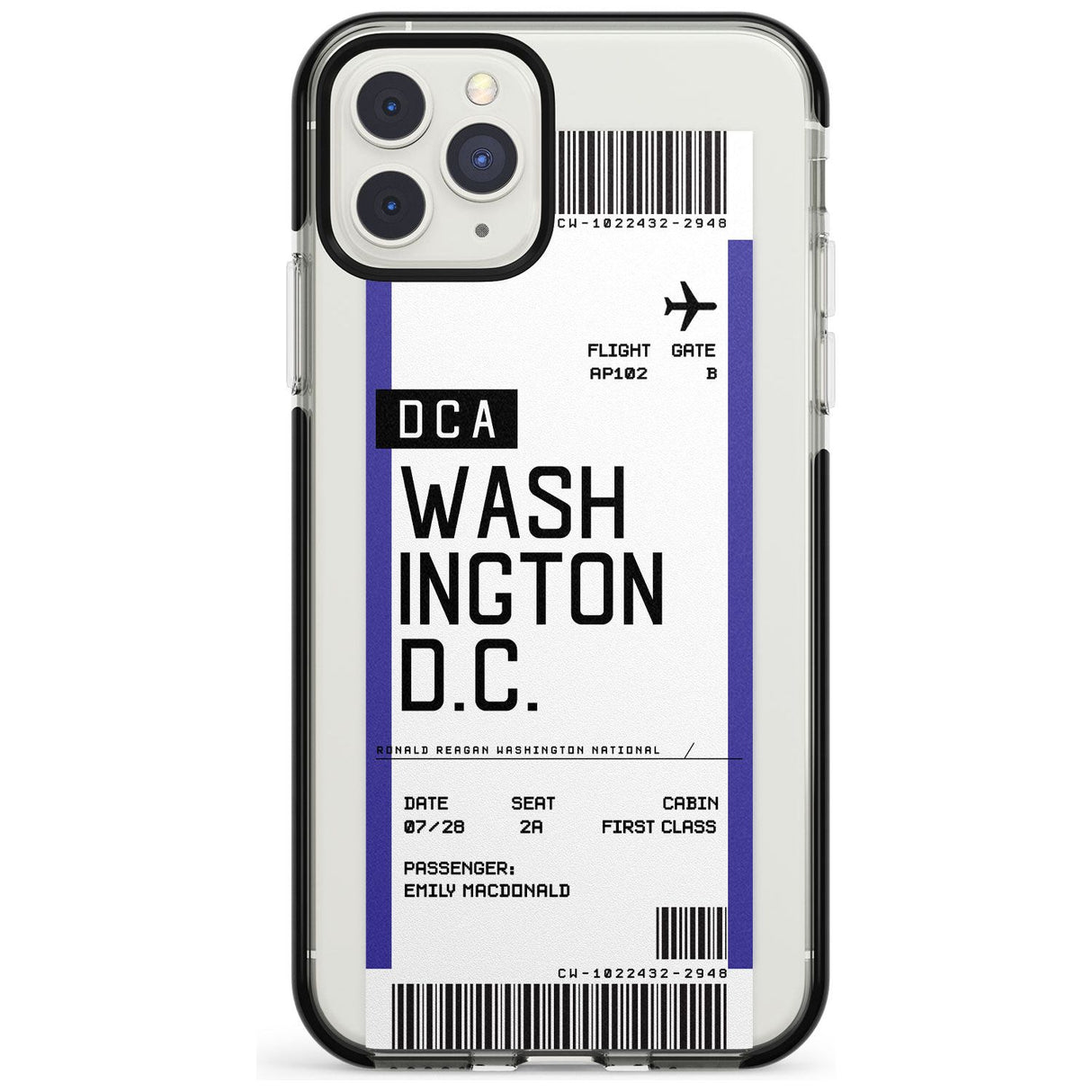 Washington D.C. Boarding Pass iPhone Case  Black Impact Custom Phone Case - Case Warehouse