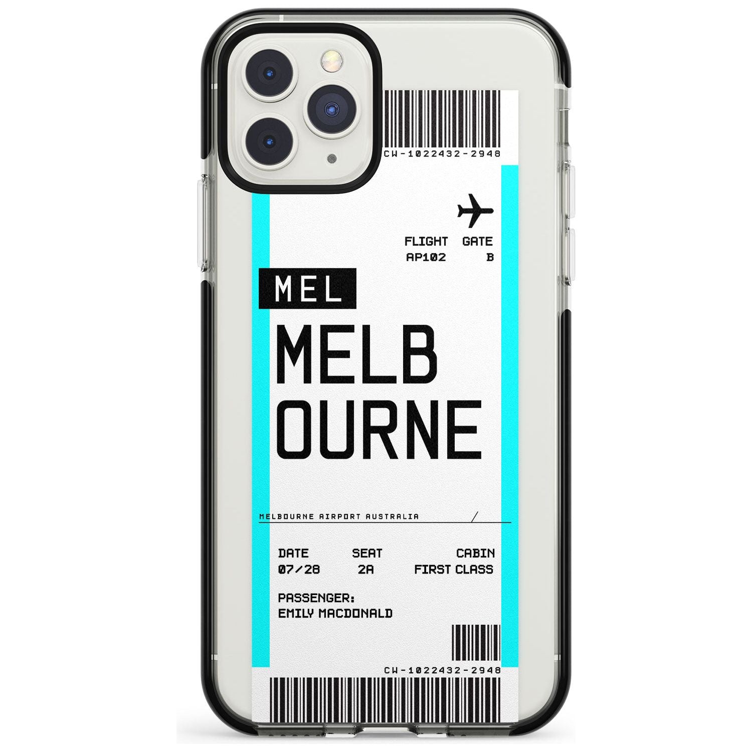 Melbourne Boarding Pass iPhone Case  Black Impact Custom Phone Case - Case Warehouse