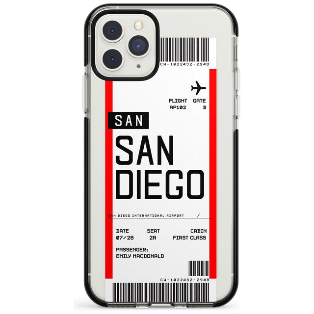 San Diego Boarding Pass iPhone Case  Black Impact Custom Phone Case - Case Warehouse