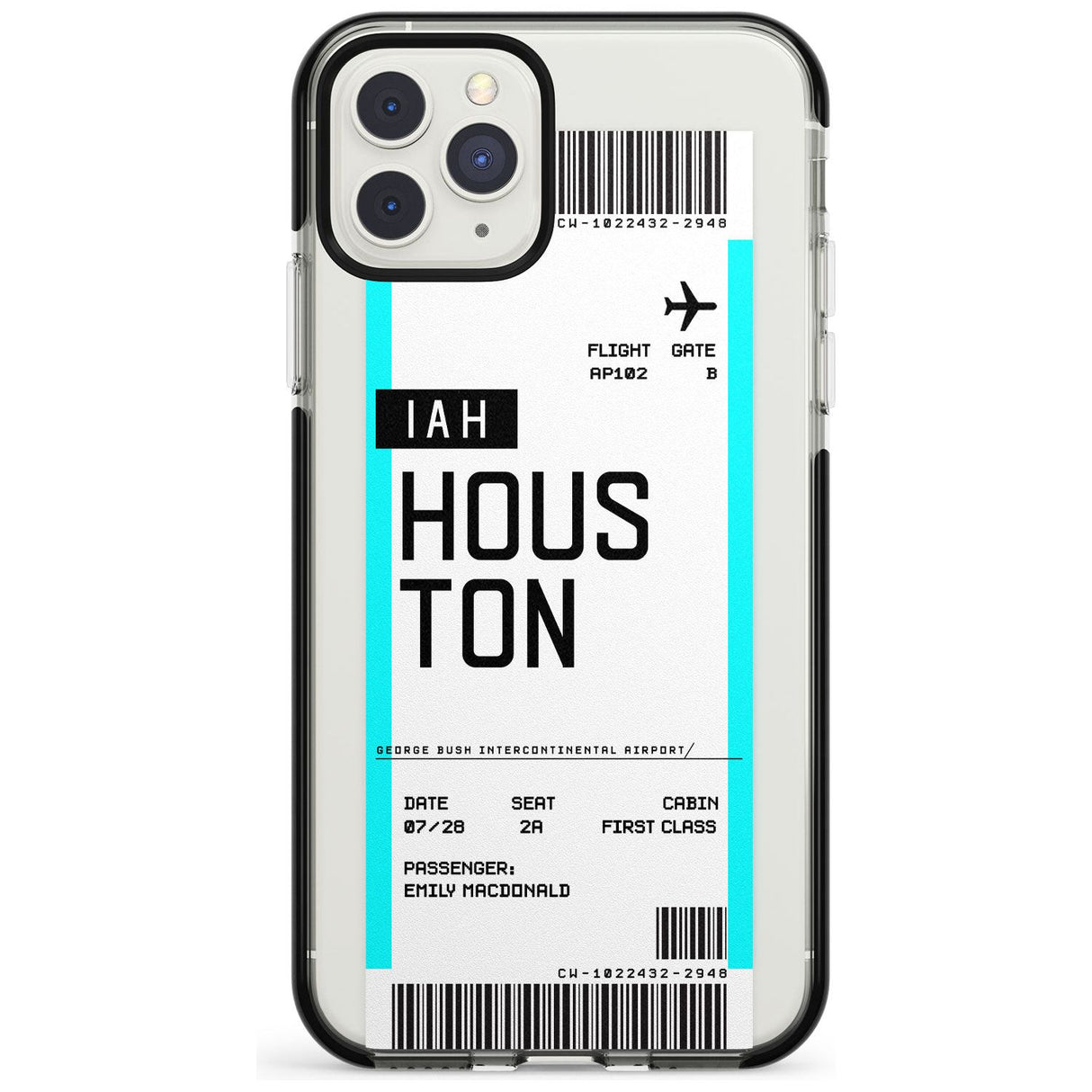 Houston Boarding Pass iPhone Case  Black Impact Custom Phone Case - Case Warehouse