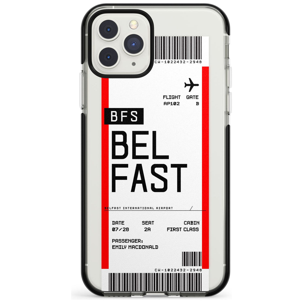 Belfast Boarding Pass  Black Impact Custom Phone Case - Case Warehouse