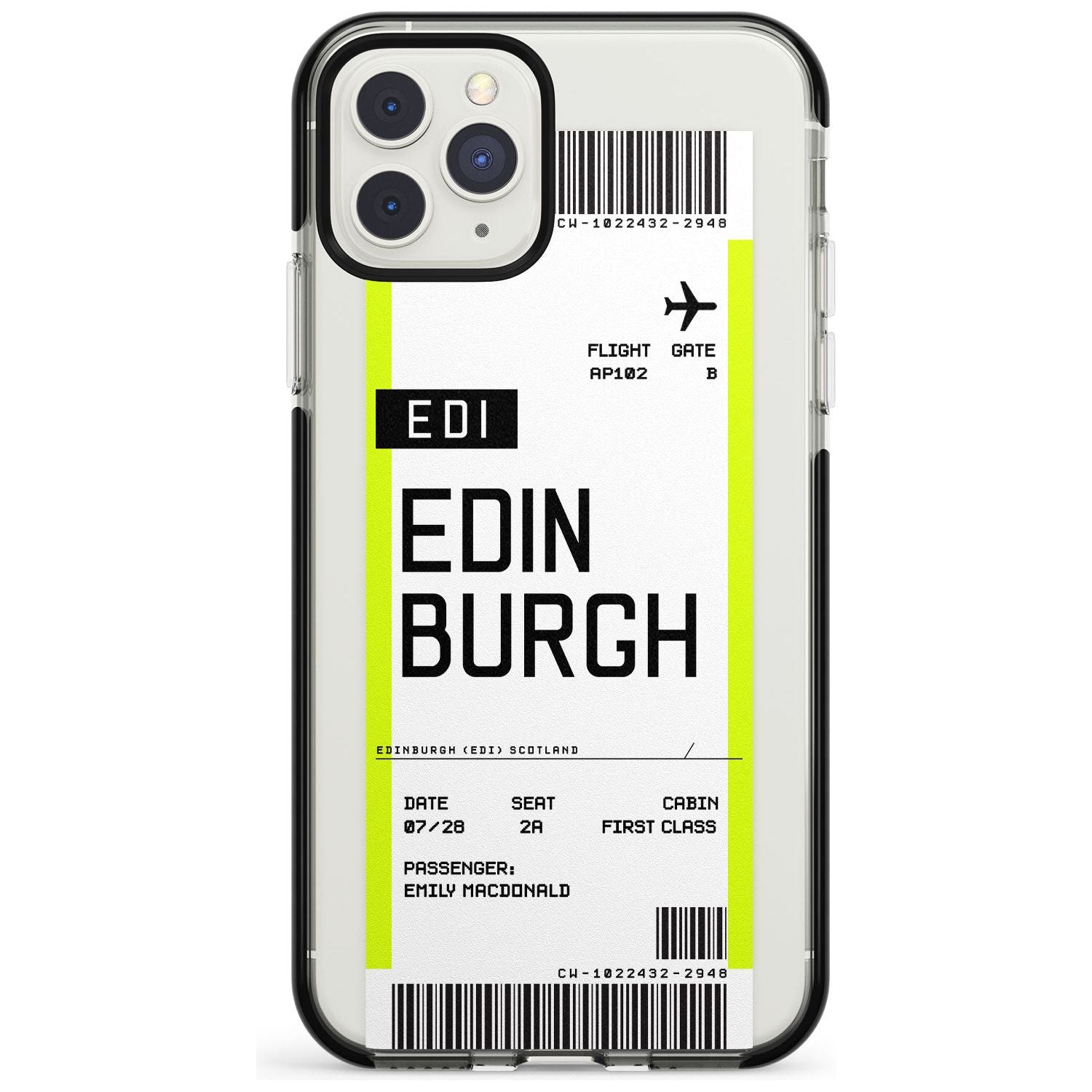 Edinburgh Boarding Pass  Black Impact Custom Phone Case - Case Warehouse
