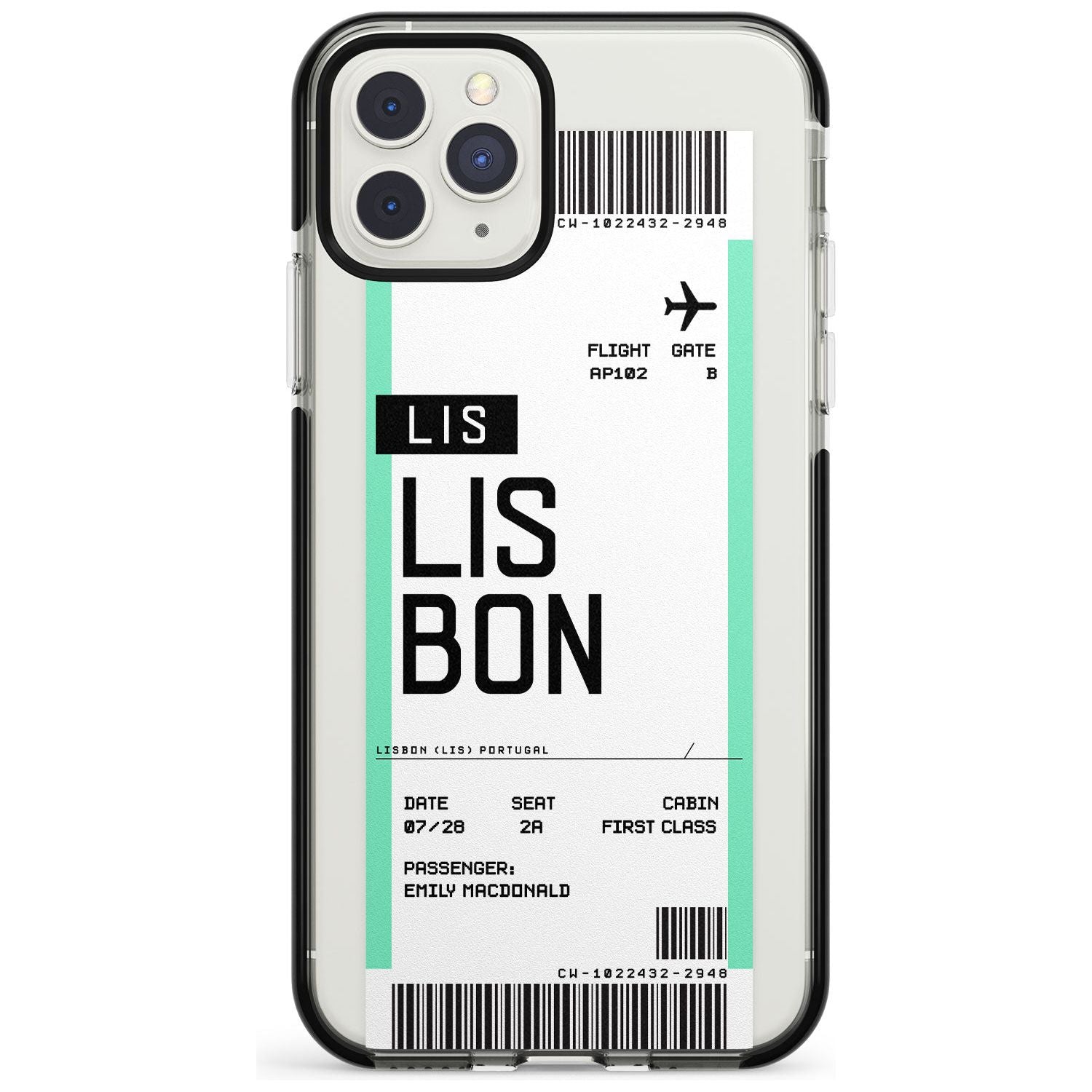 Lisbon Boarding Pass iPhone Case  Black Impact Custom Phone Case - Case Warehouse