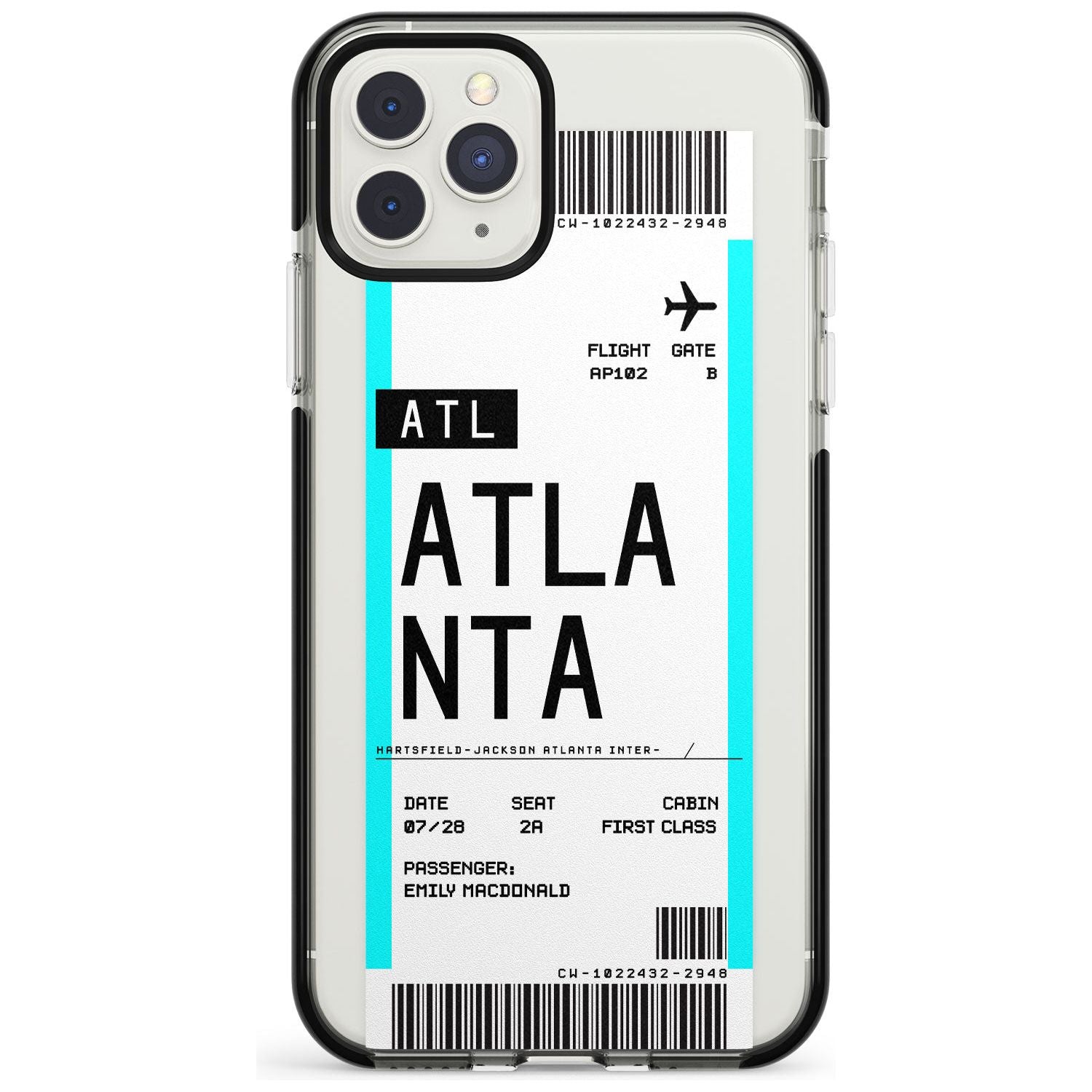 Atlanta Boarding Pass iPhone Case  Black Impact Custom Phone Case - Case Warehouse