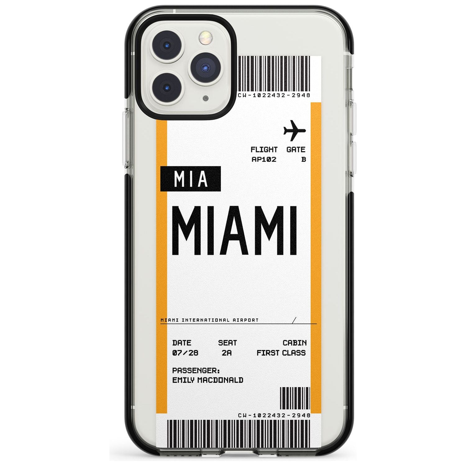 Miami Boarding Pass iPhone Case  Black Impact Custom Phone Case - Case Warehouse