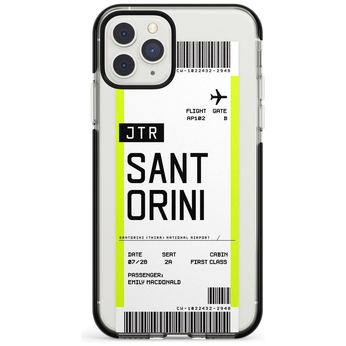 Santorini Boarding Pass iPhone Case  Black Impact Custom Phone Case - Case Warehouse